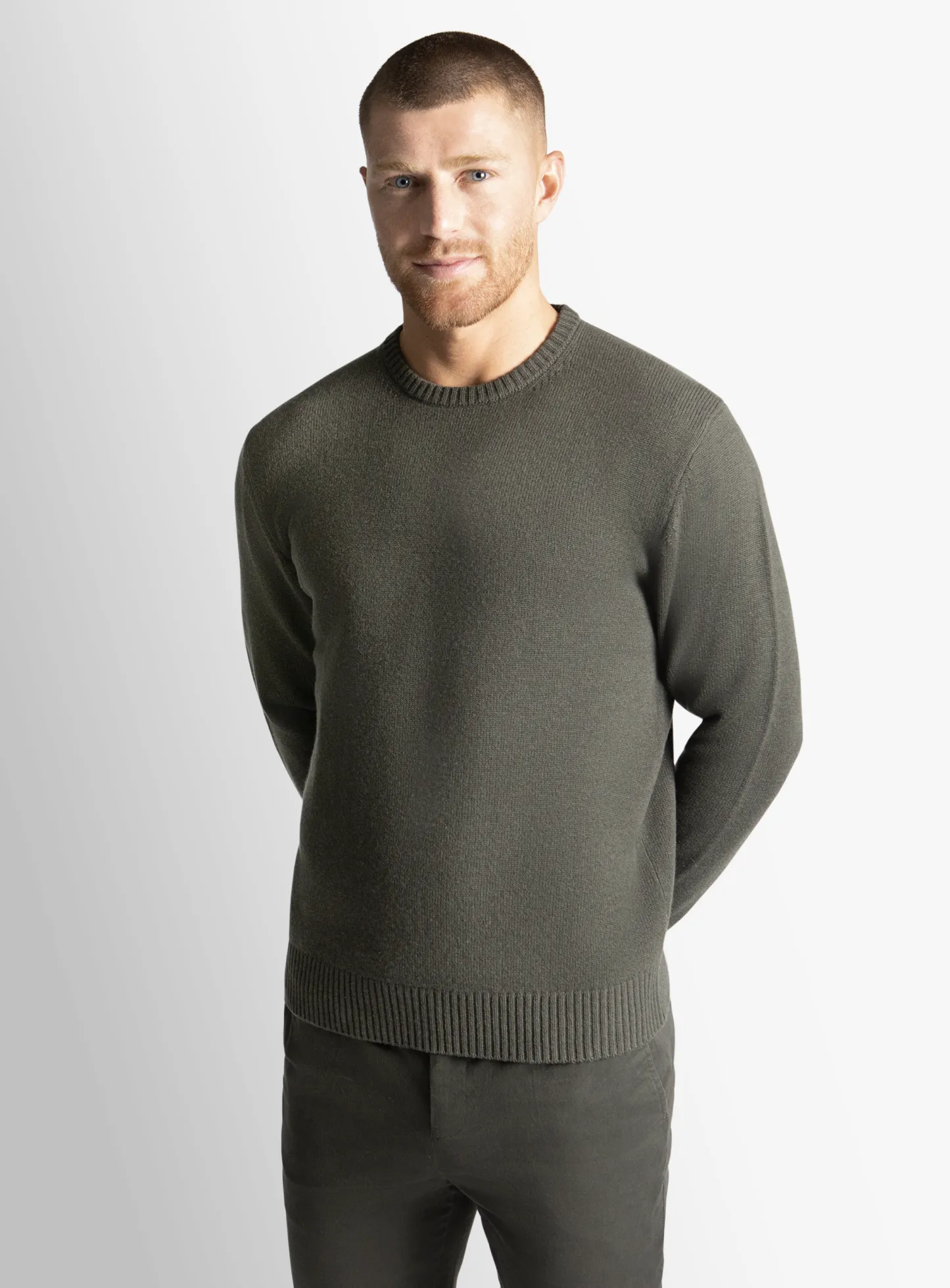 Olive Wool/Cashmere Crewneck Knit