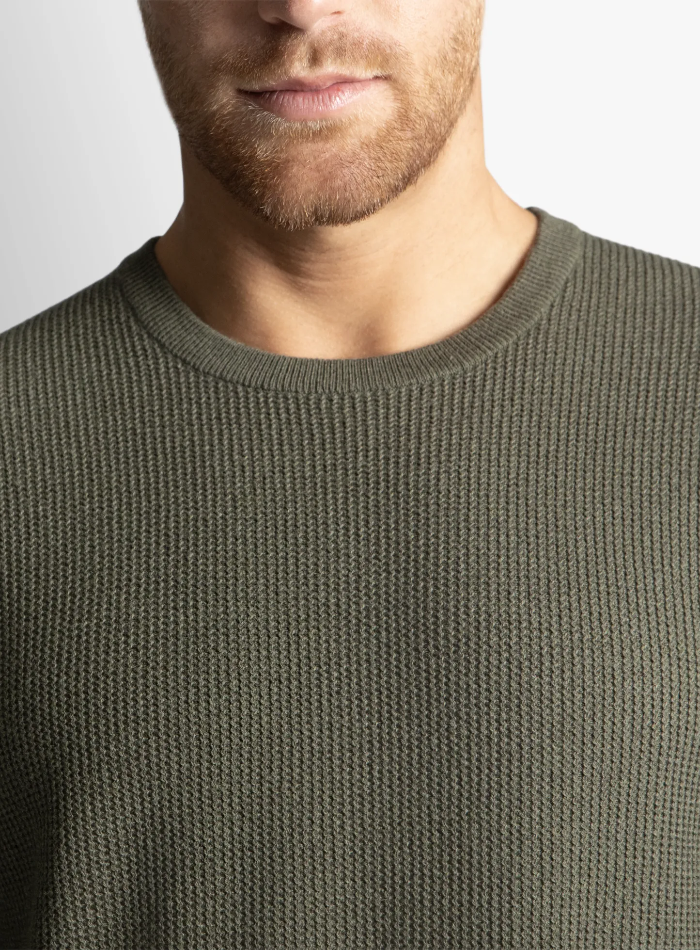 Olive Textured Rib Crew Neck