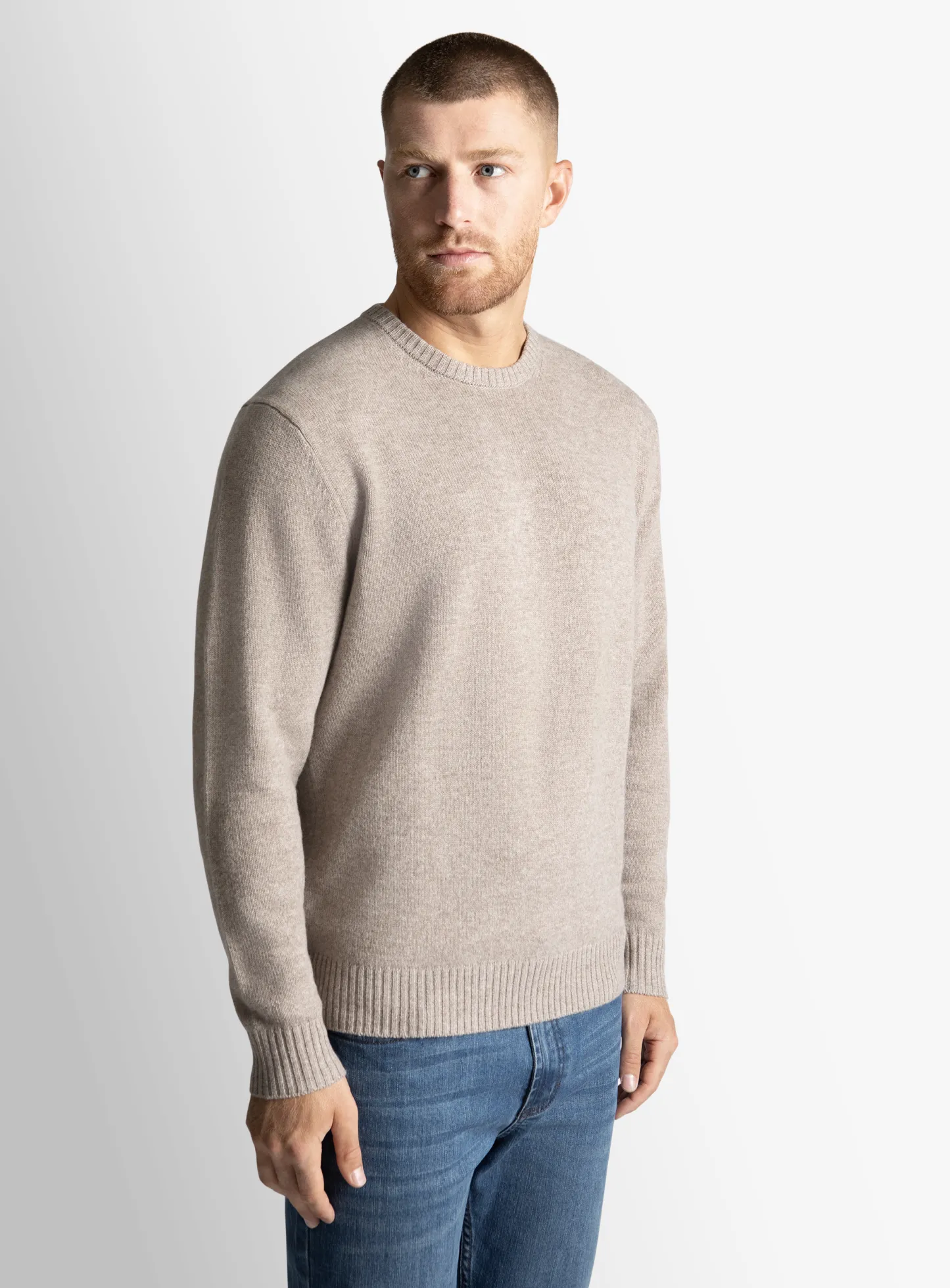 Taupe Wool/Cashmere Crewneck Knit