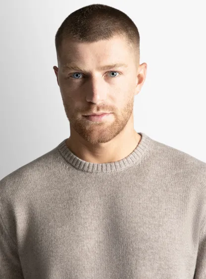 Taupe Wool/Cashmere Crewneck Knit