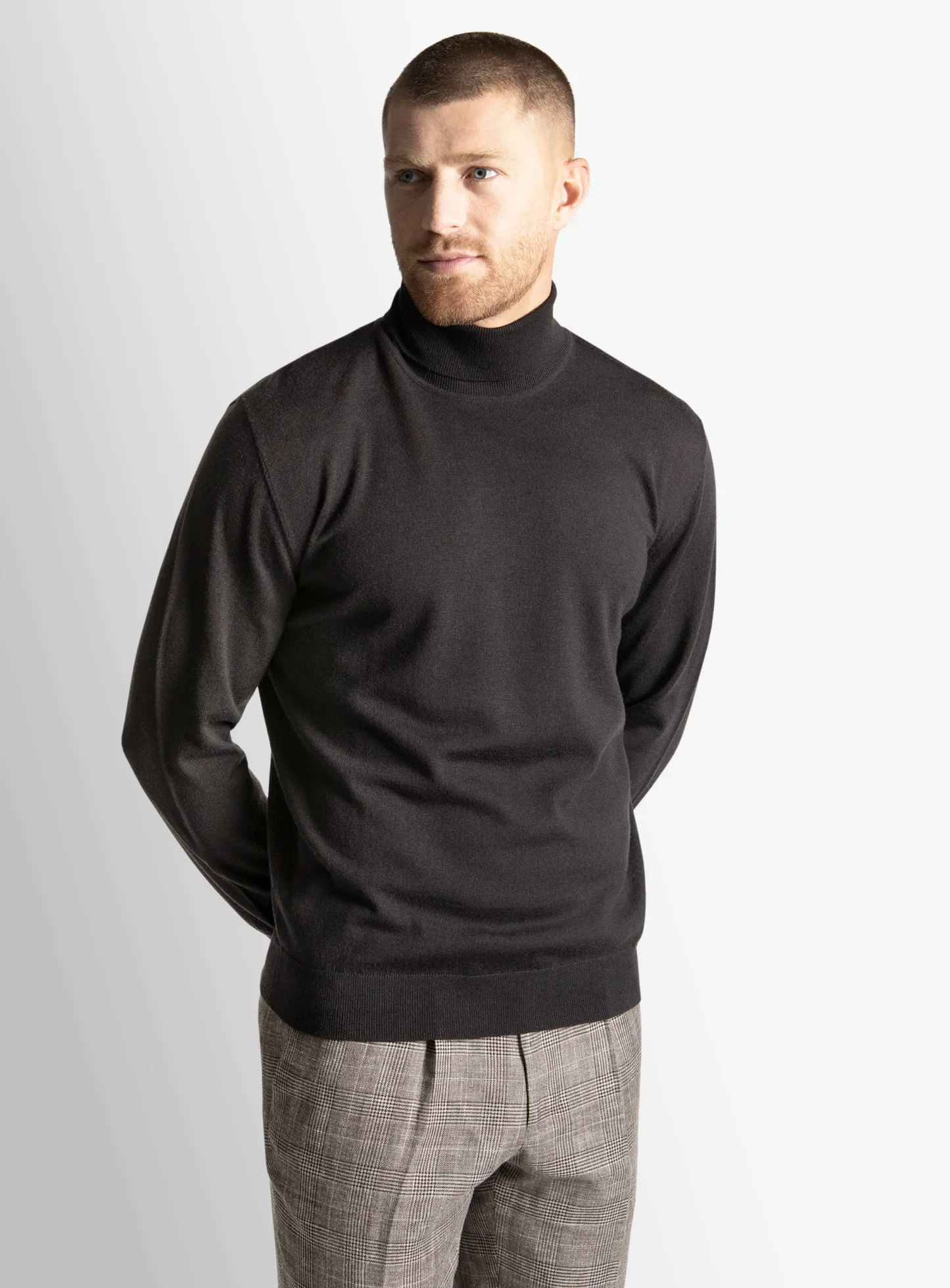 Merino Wool Brown Turtleneck Knit