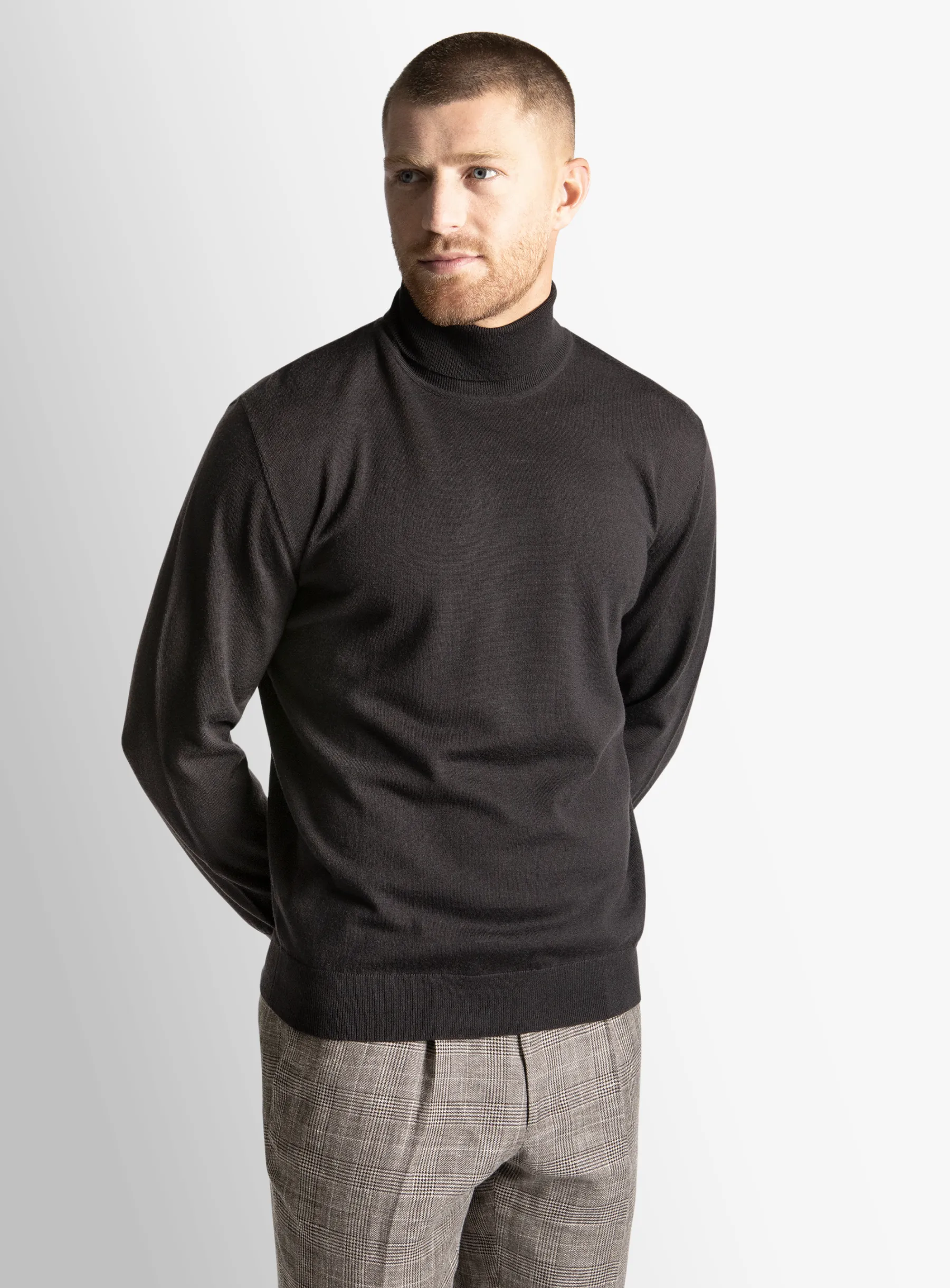 Merino Wool Brown Turtleneck Knit
