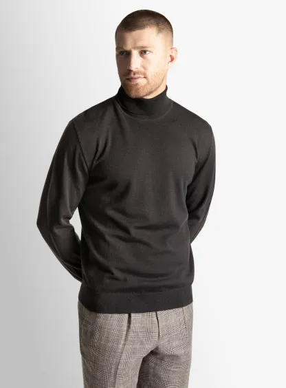 Merino Wool Brown Turtleneck Knit