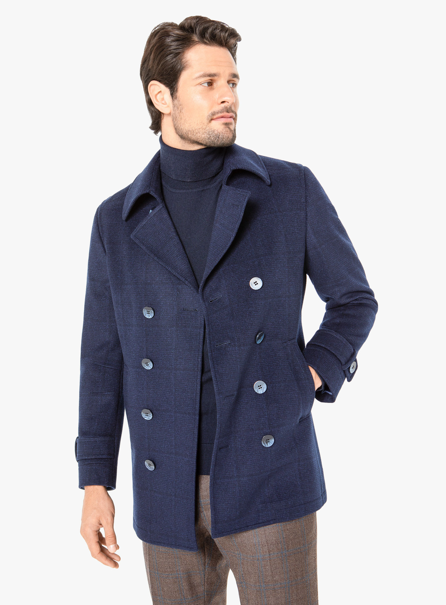 Archer Double Breasted Indigo Peacoat