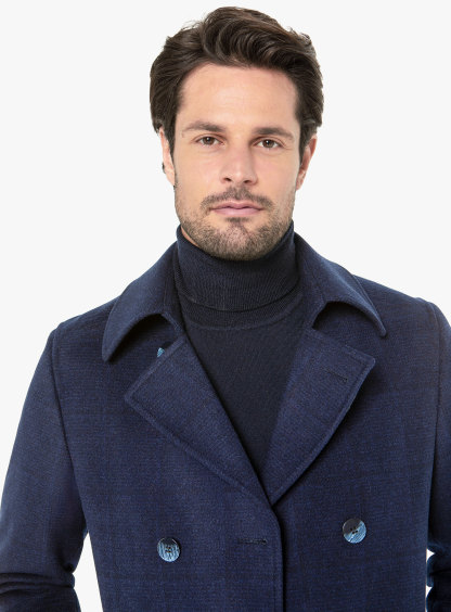 Archer Double Breasted Indigo Peacoat