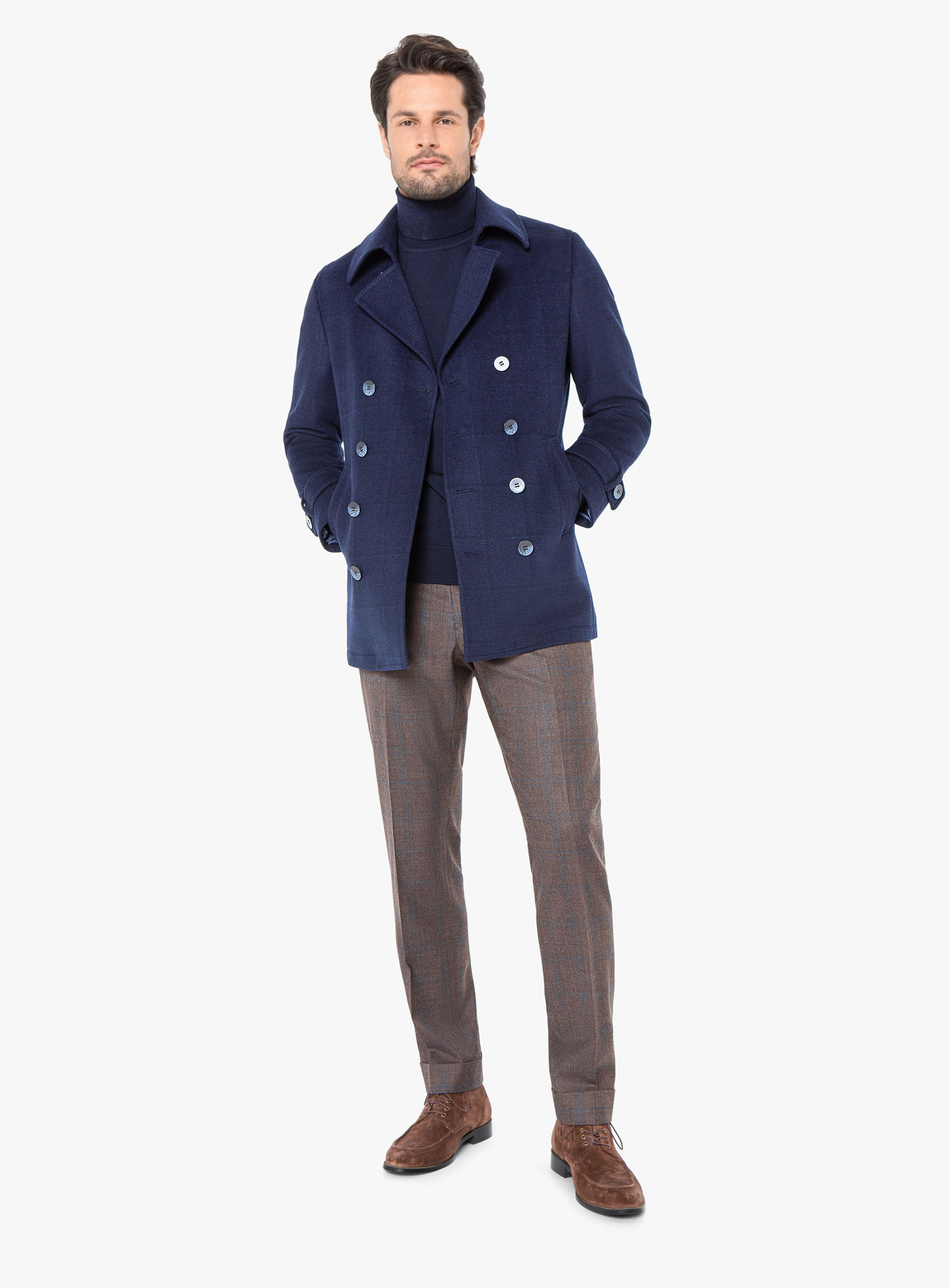 Archer Double Breasted Indigo Peacoat