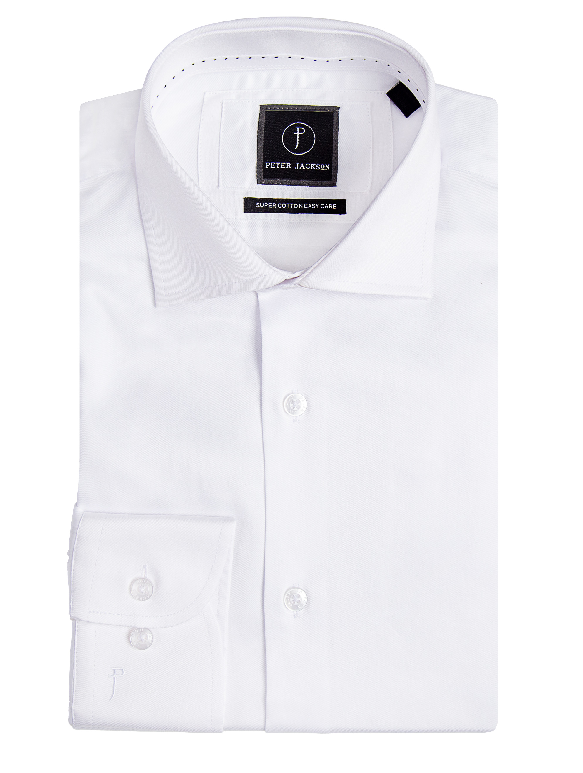 Men {collection_title} White Twill Dress Shirt Peter Jackson