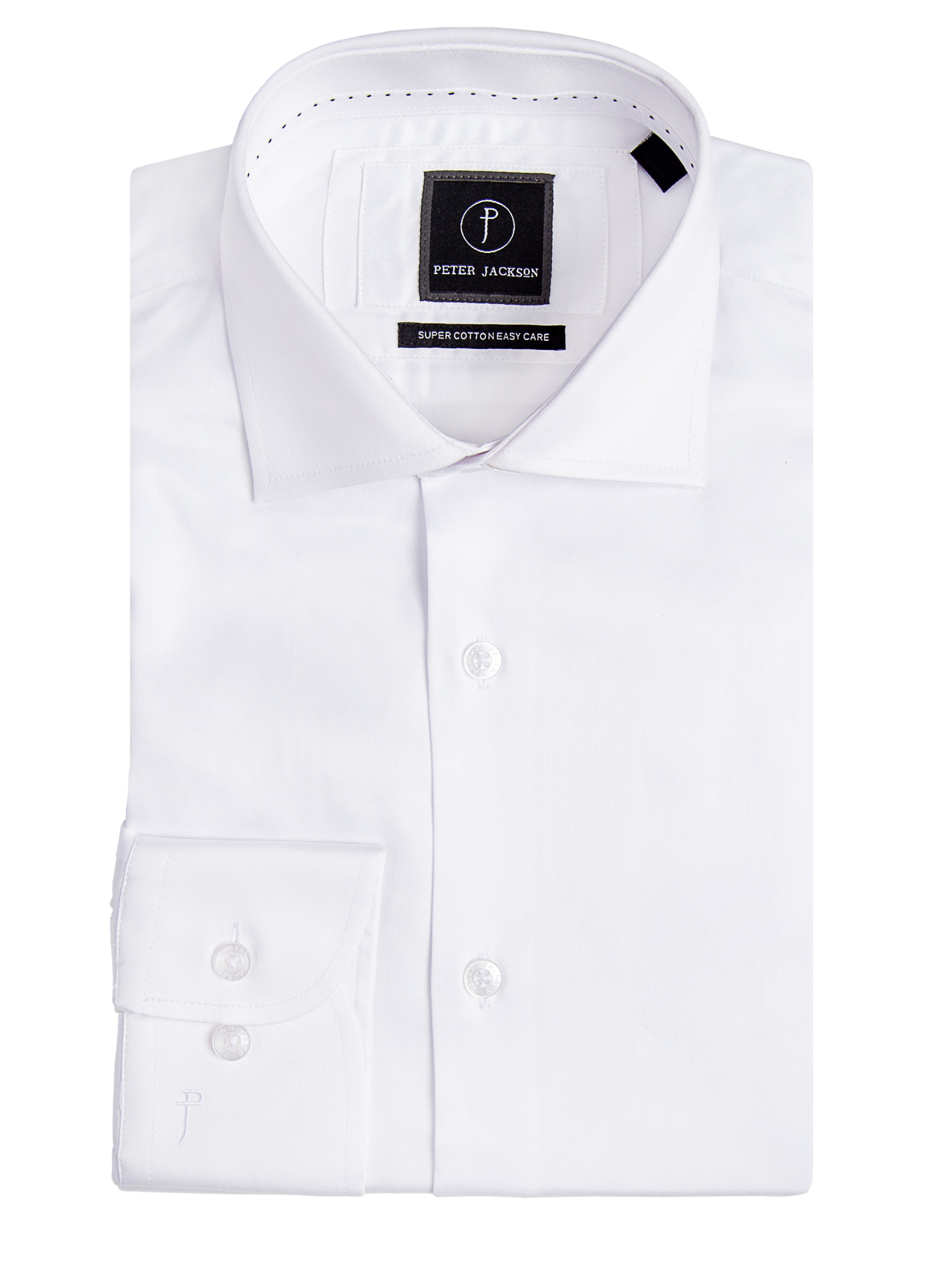 Men {collection_title} White Twill Dress Shirt Peter Jackson