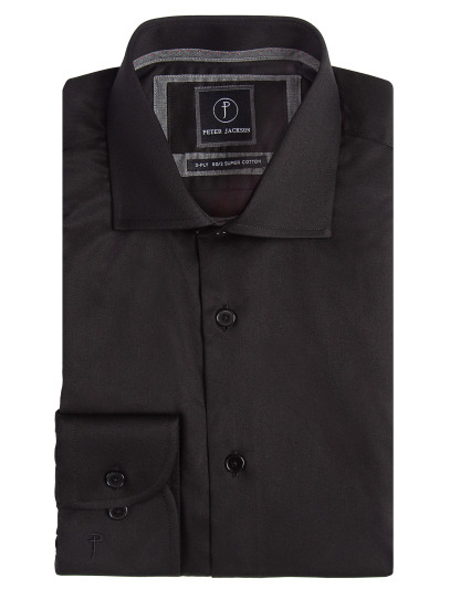 Men {collection_title} Milan Black Twill Shirt Peter Jackson