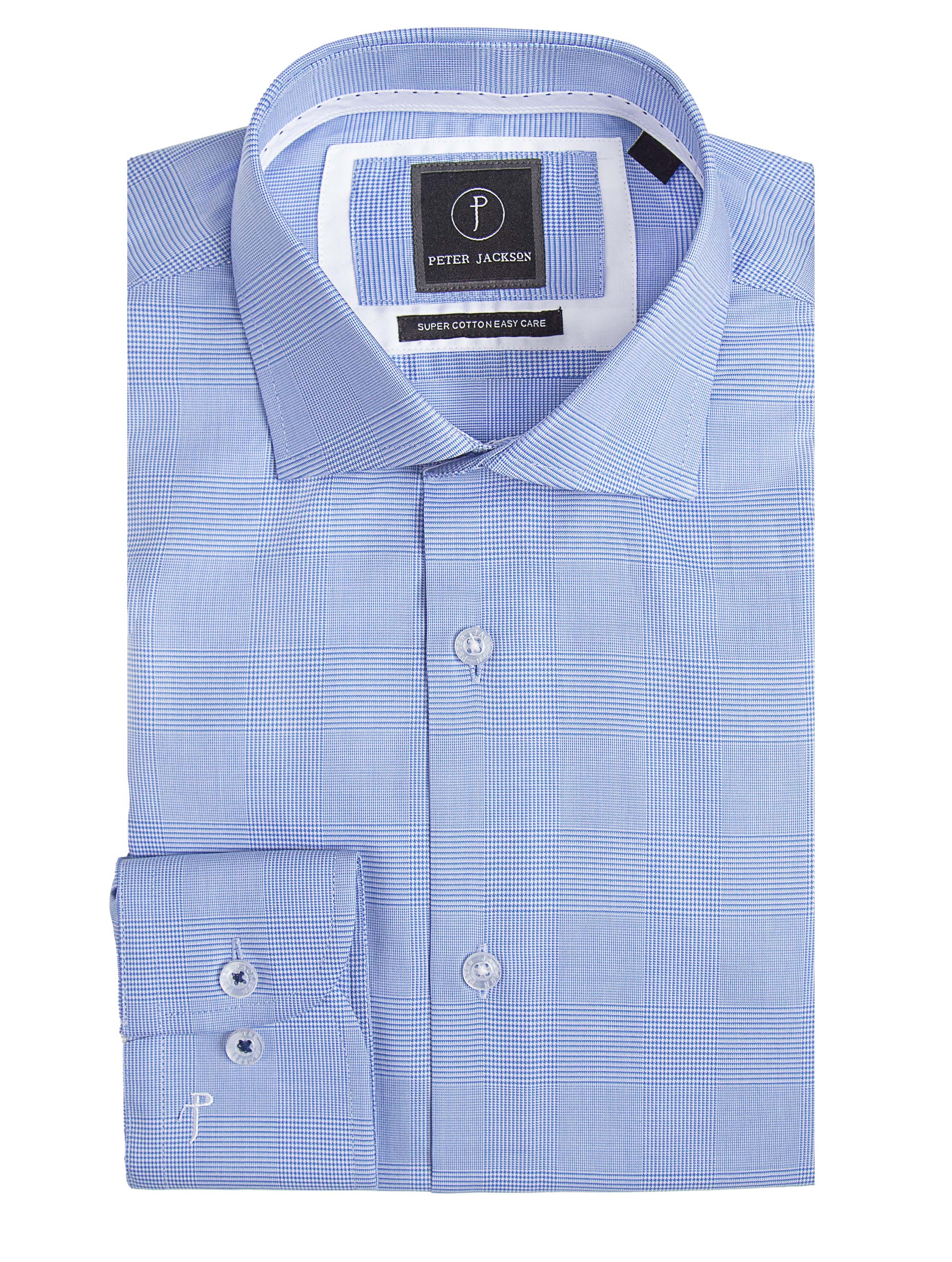 Men {collection_title} Milan Blue Classic Check Shirt Peter Jackson