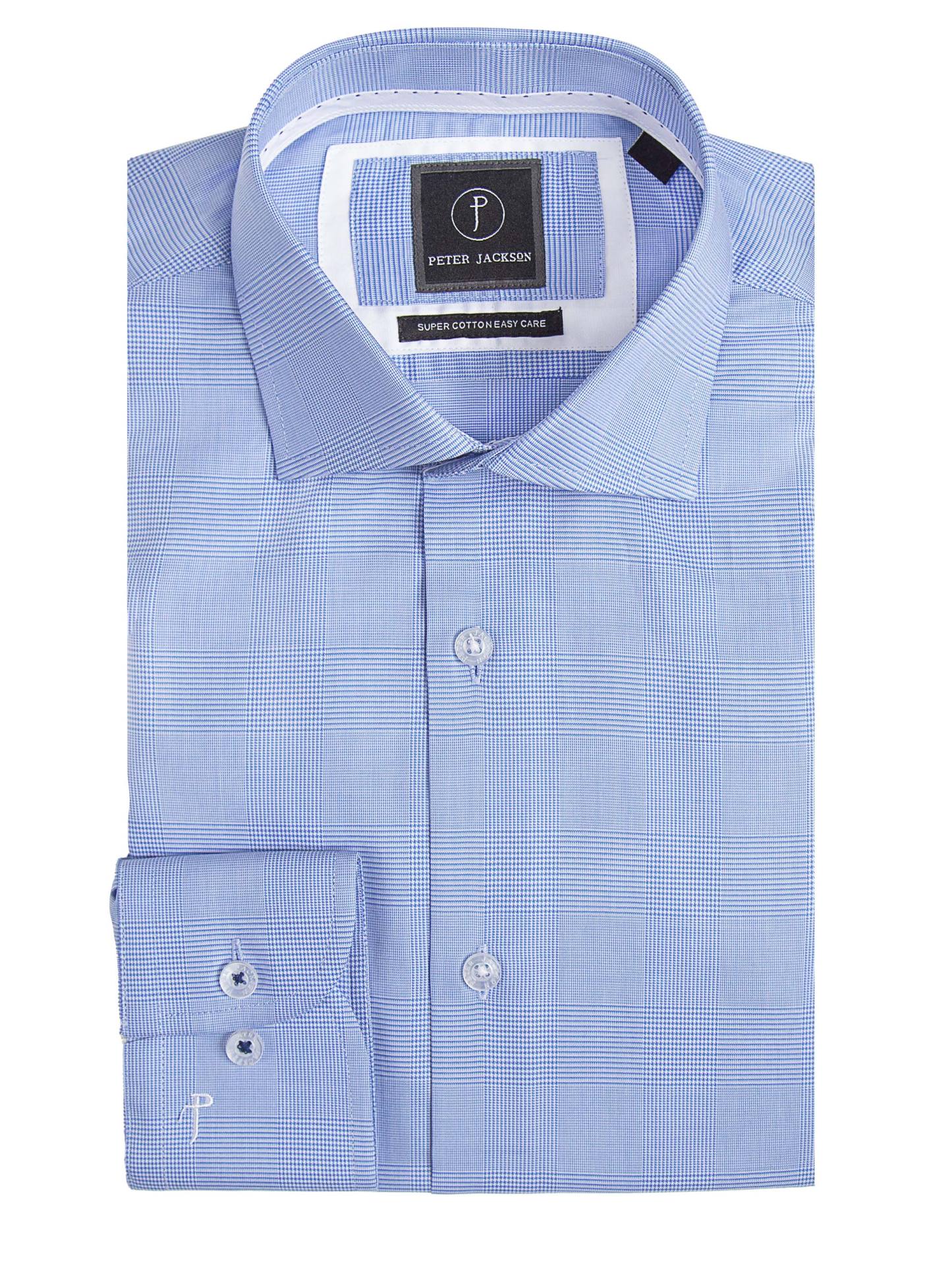 Men {collection_title} Milan Blue Classic Check Shirt Peter Jackson