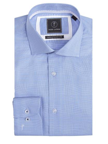 Men {collection_title} Milan Blue Classic Check Shirt Peter Jackson