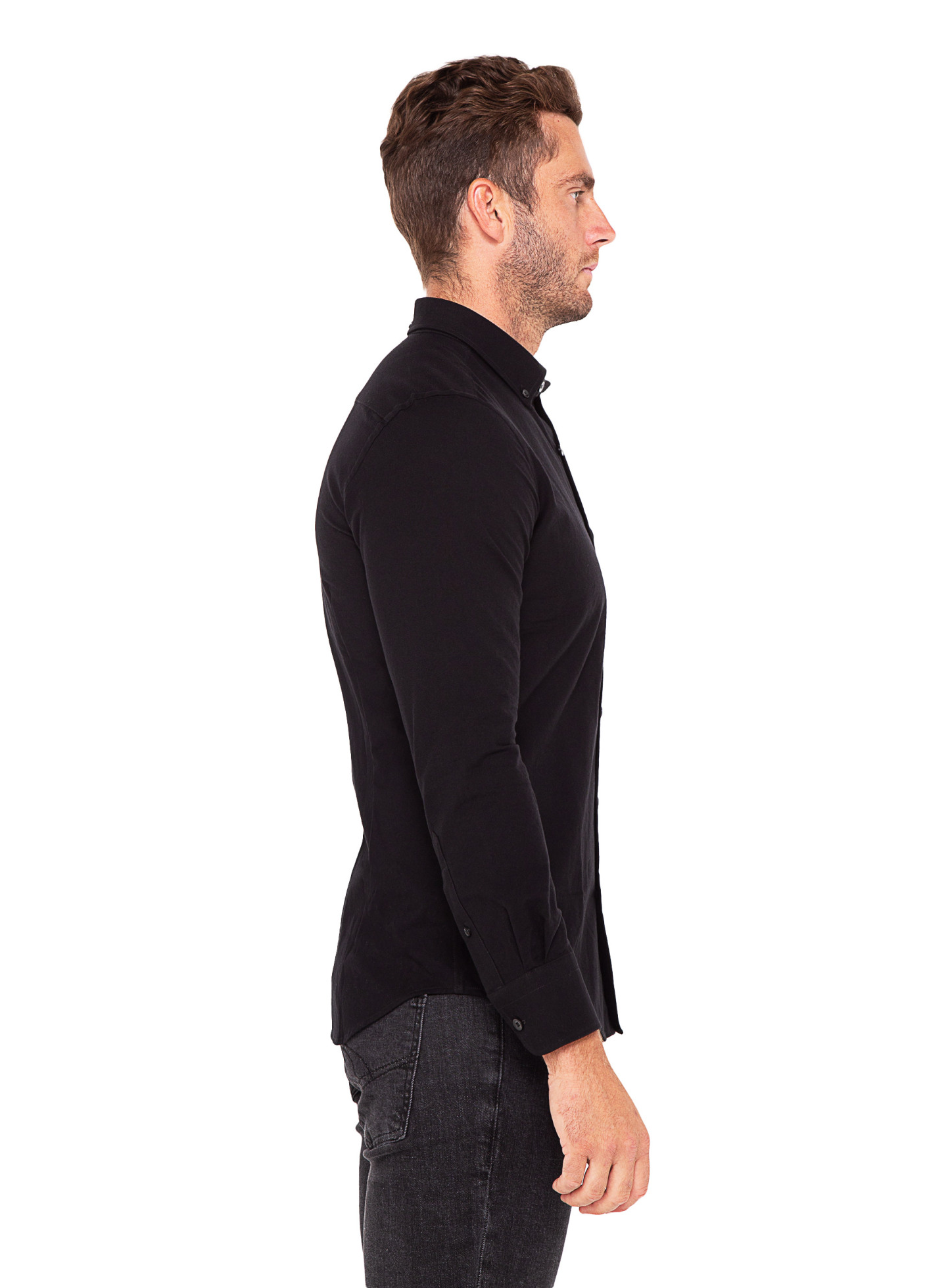 Men {collection_title} Merano Black Oxford Shirt Peter Jackson