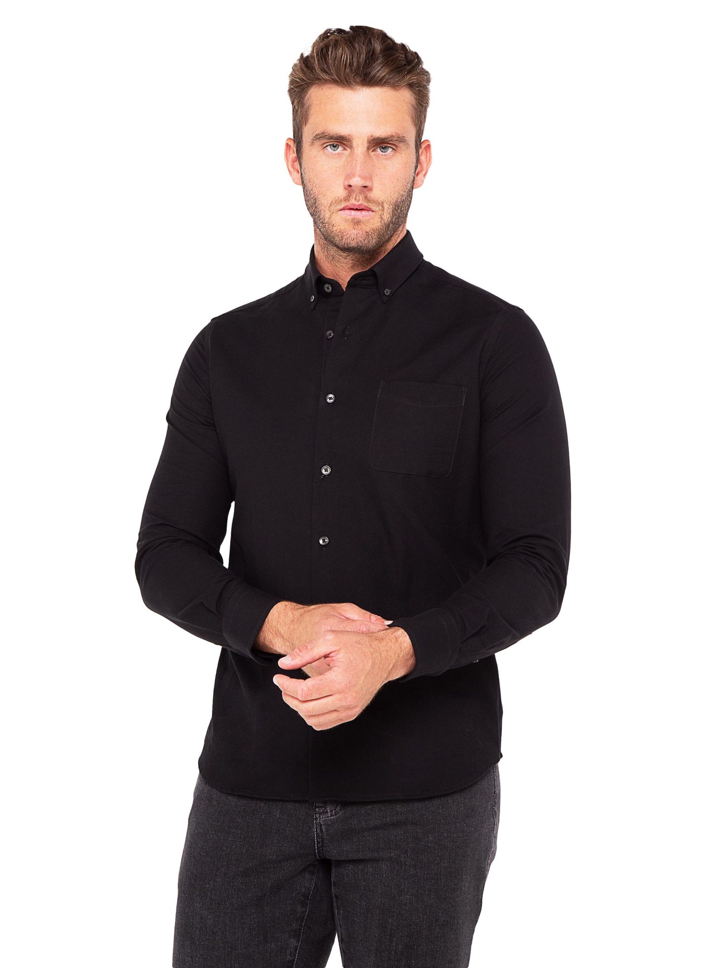 Men {collection_title} Merano Black Oxford Shirt Peter Jackson