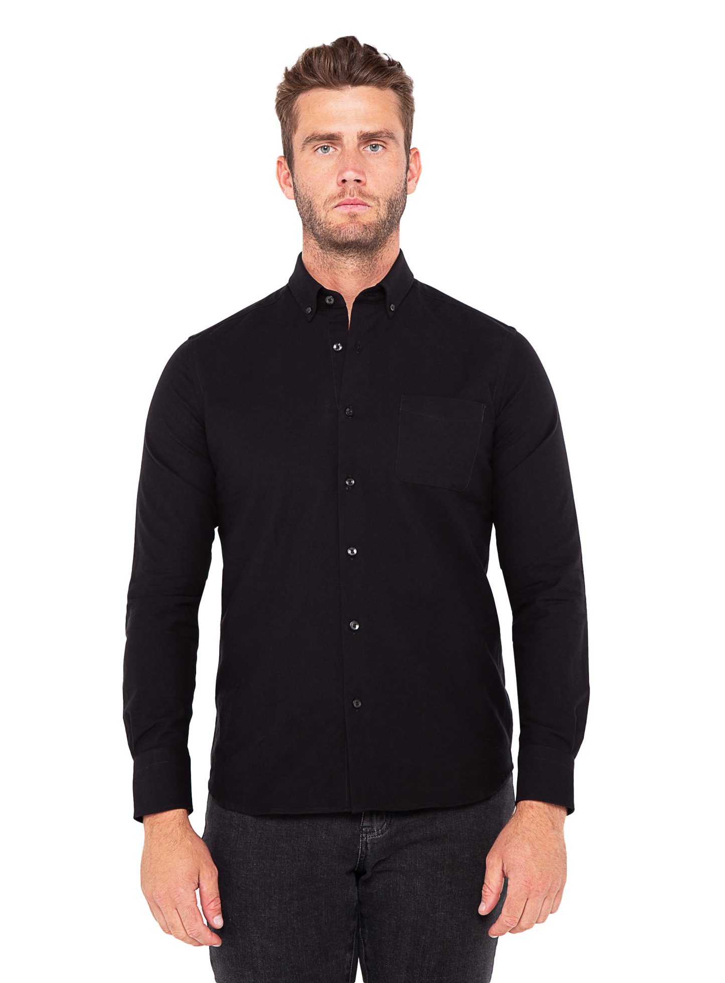 Men {collection_title} Merano Black Oxford Shirt Peter Jackson