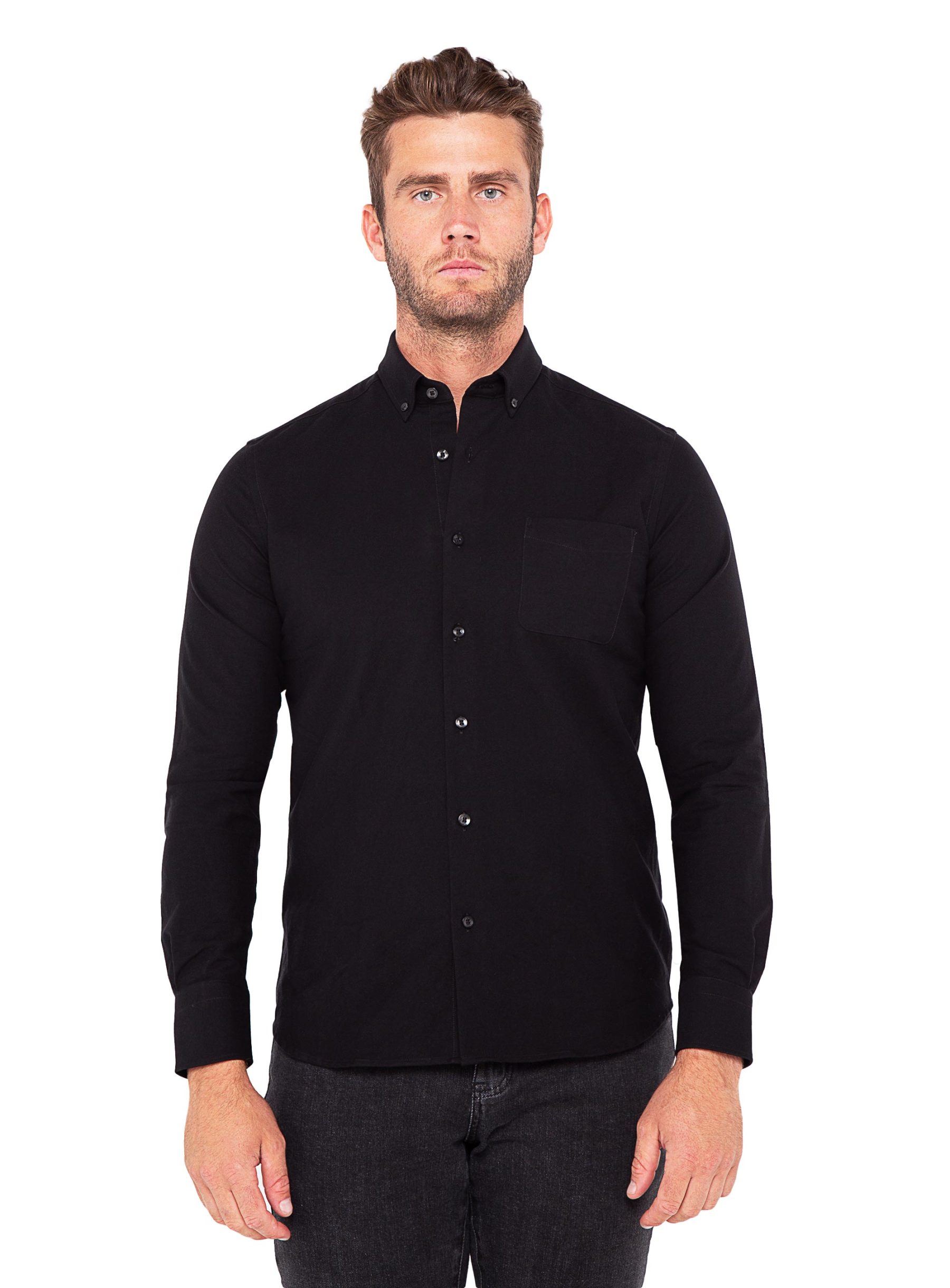 Men {collection_title} Merano Black Oxford Shirt Peter Jackson