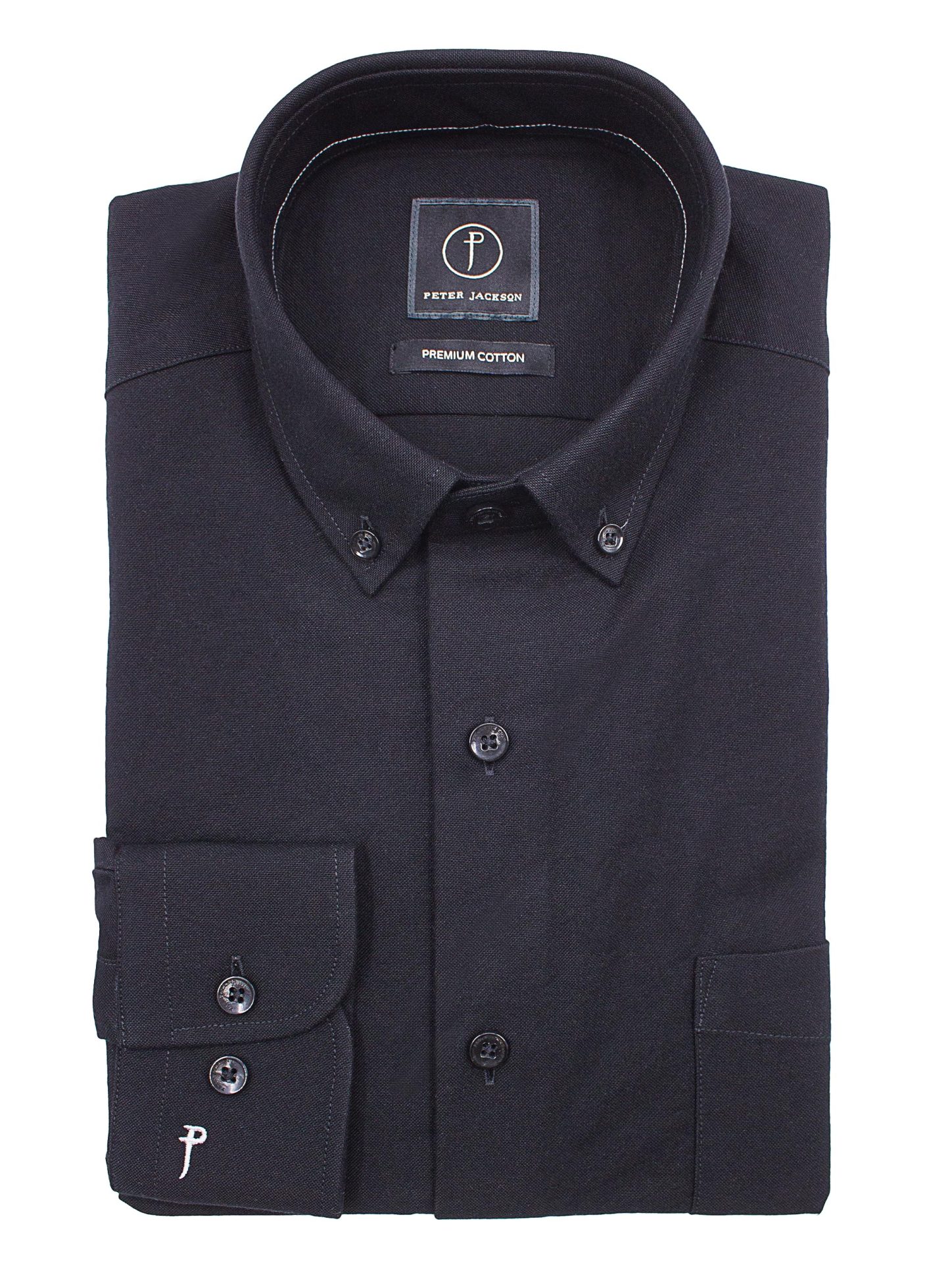 Men {collection_title} Merano Black Oxford Shirt Peter Jackson