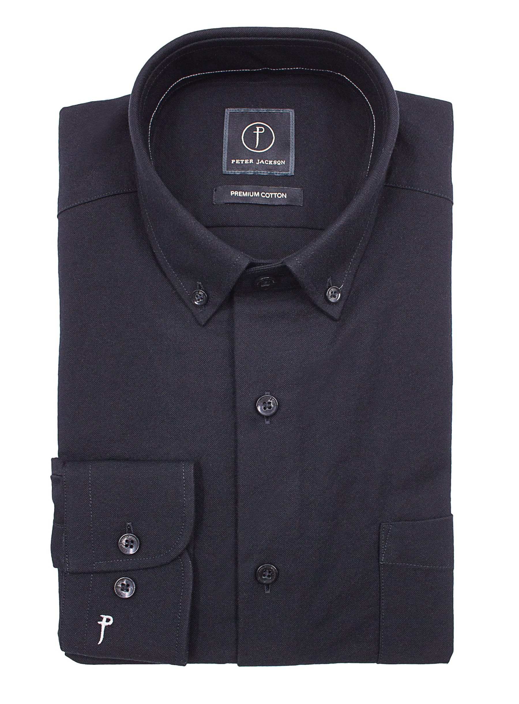 Men {collection_title} Merano Black Oxford Shirt Peter Jackson