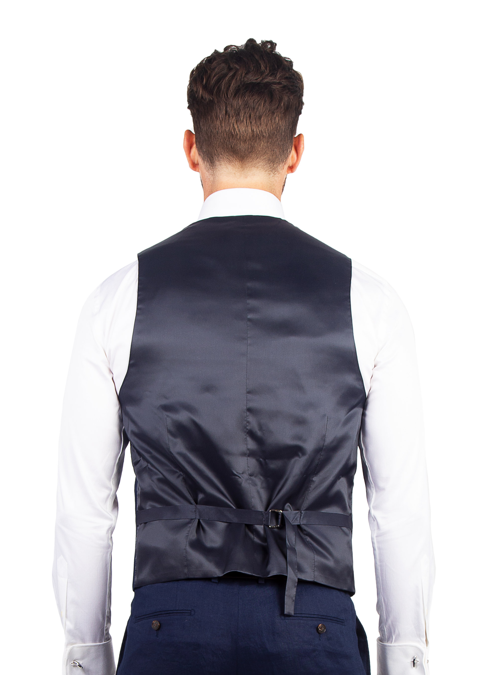 Men {collection_title} Tiber Navy Linen Vest Peter Jackson