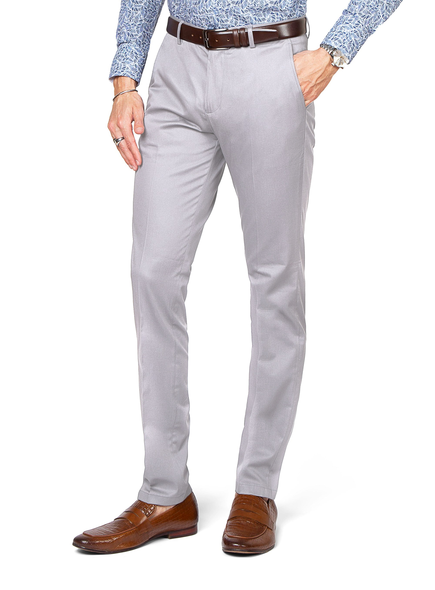 Men {collection_title} Brera Silver Cotton Chino Peter Jackson