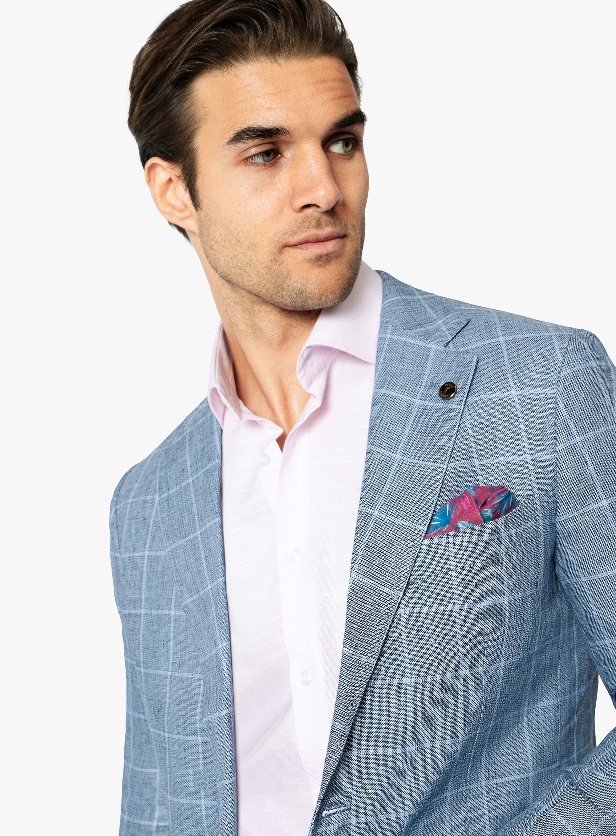 Messina Sky Linen Check Jacket