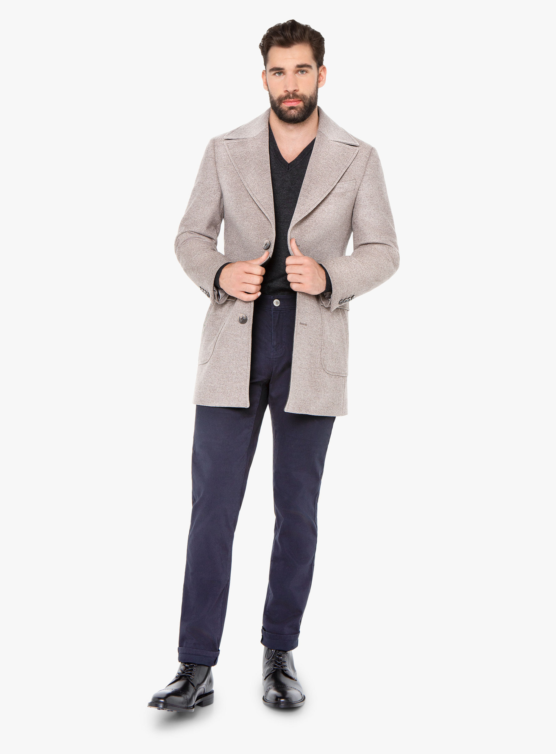 Men {collection_title} Asiago Oatmeal Wool Cashmere Overcoat Peter Jackson