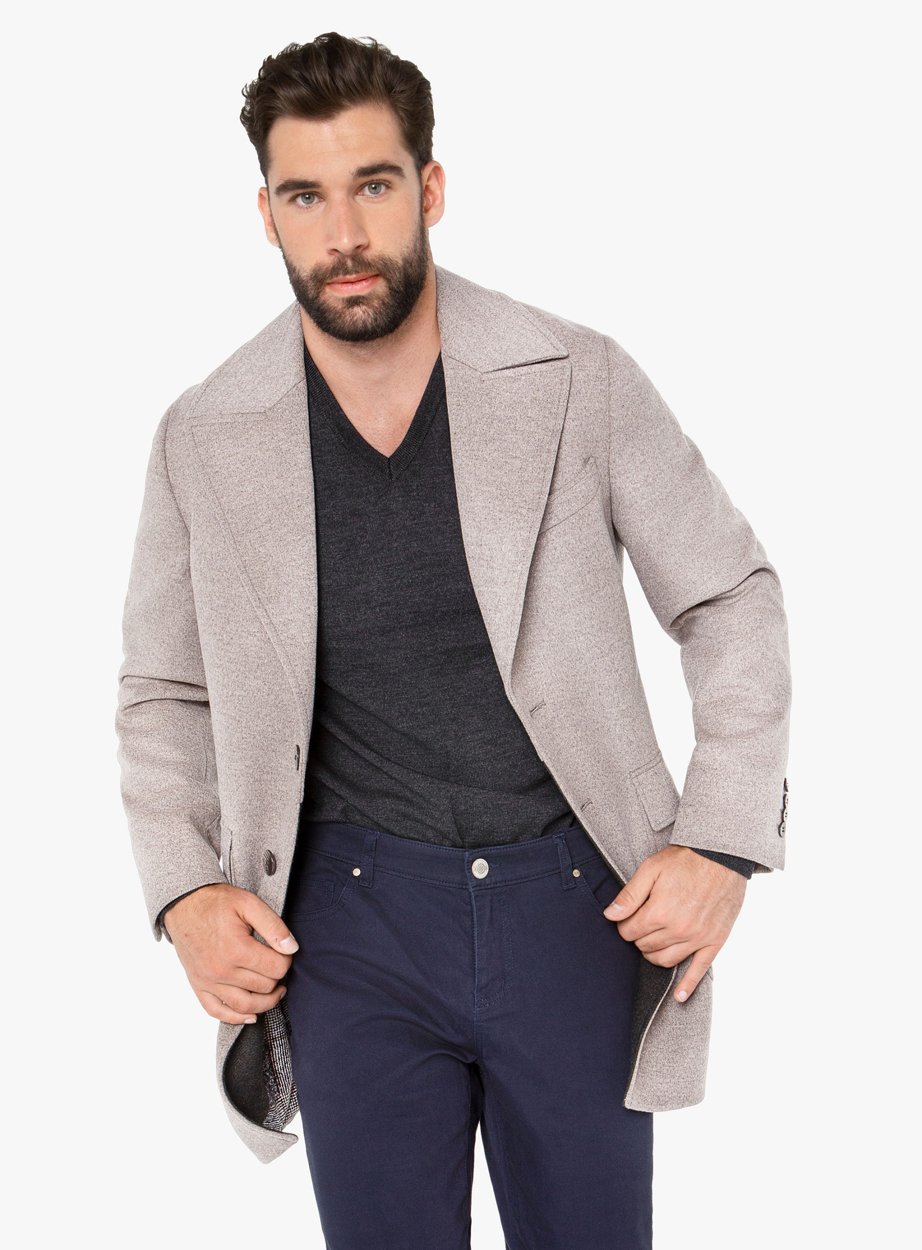 Men {collection_title} Asiago Oatmeal Wool Cashmere Overcoat Peter Jackson