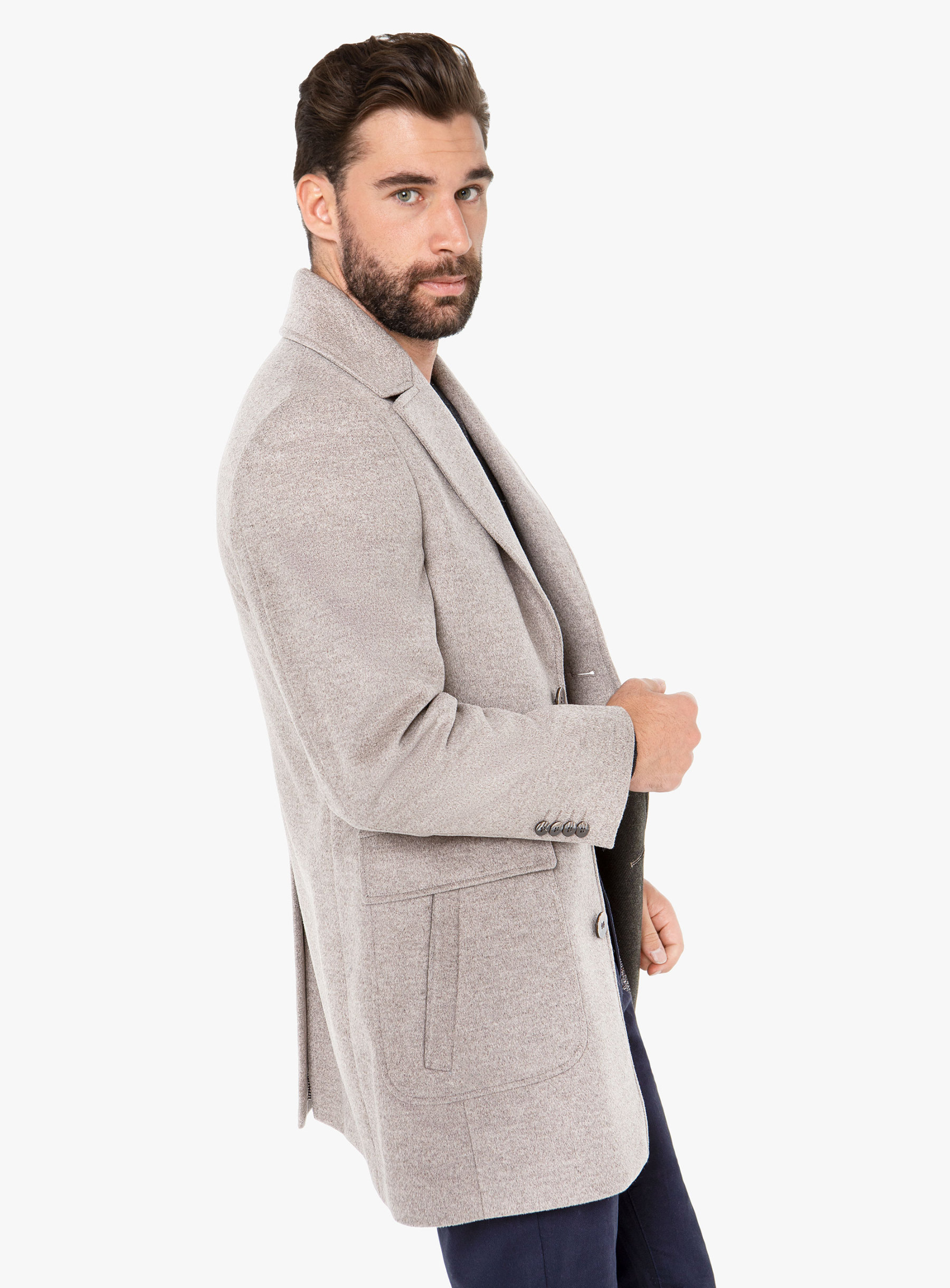 Men {collection_title} Asiago Oatmeal Wool Cashmere Overcoat Peter Jackson