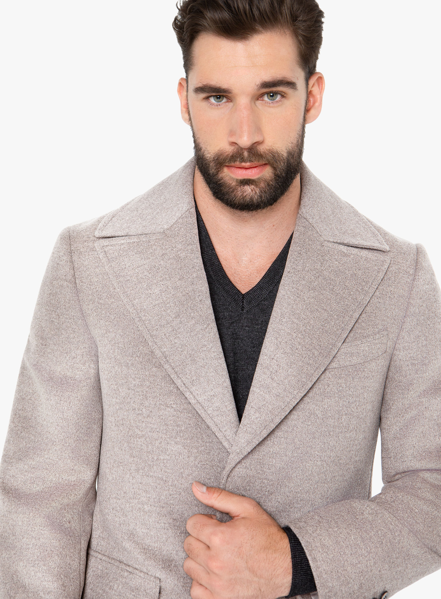 Men {collection_title} Asiago Oatmeal Wool Cashmere Overcoat Peter Jackson