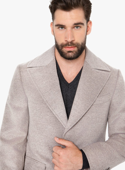Men {collection_title} Asiago Oatmeal Wool Cashmere Overcoat Peter Jackson