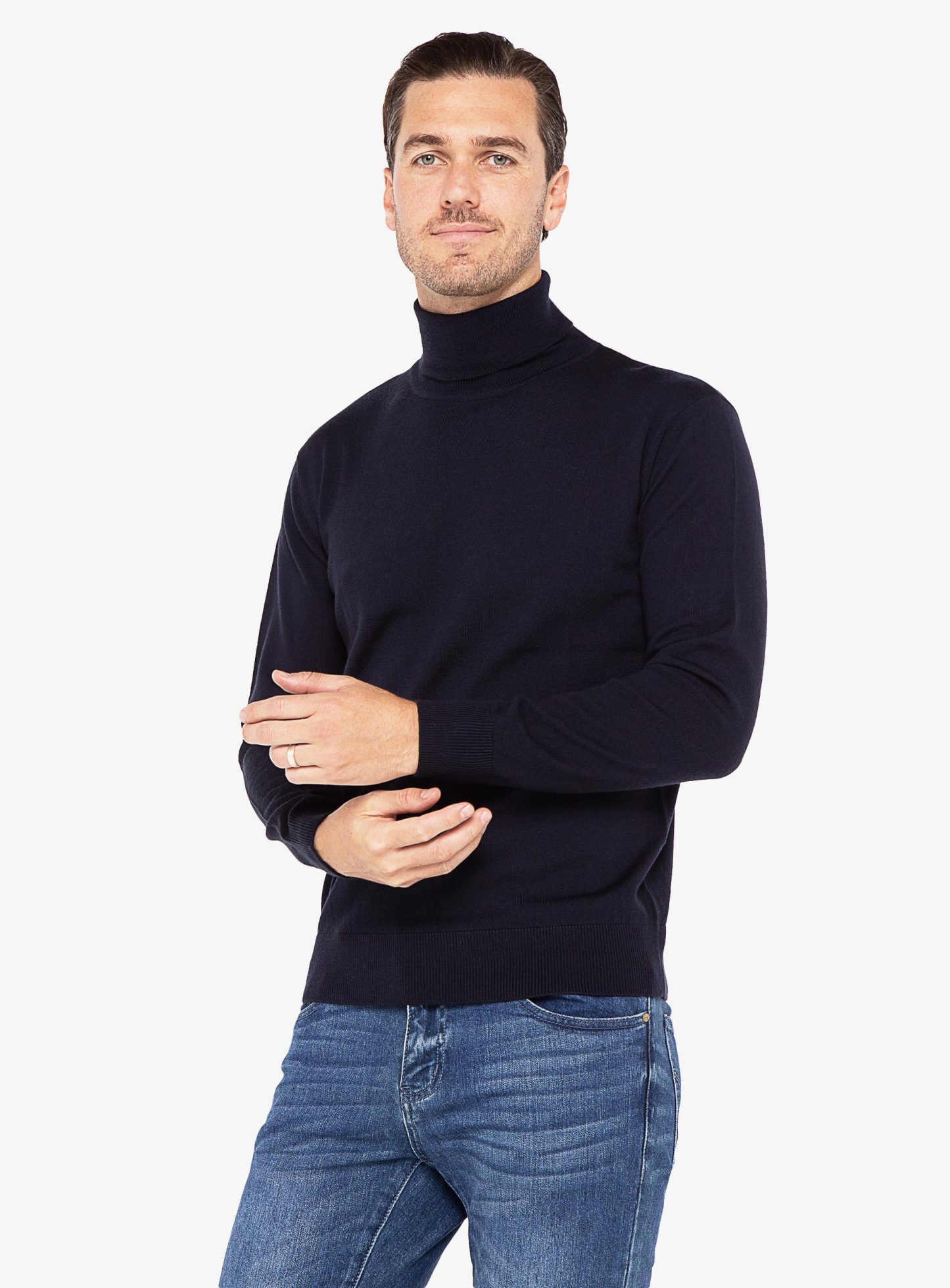 Men {collection_title} Navy Turtleneck Knit Peter Jackson