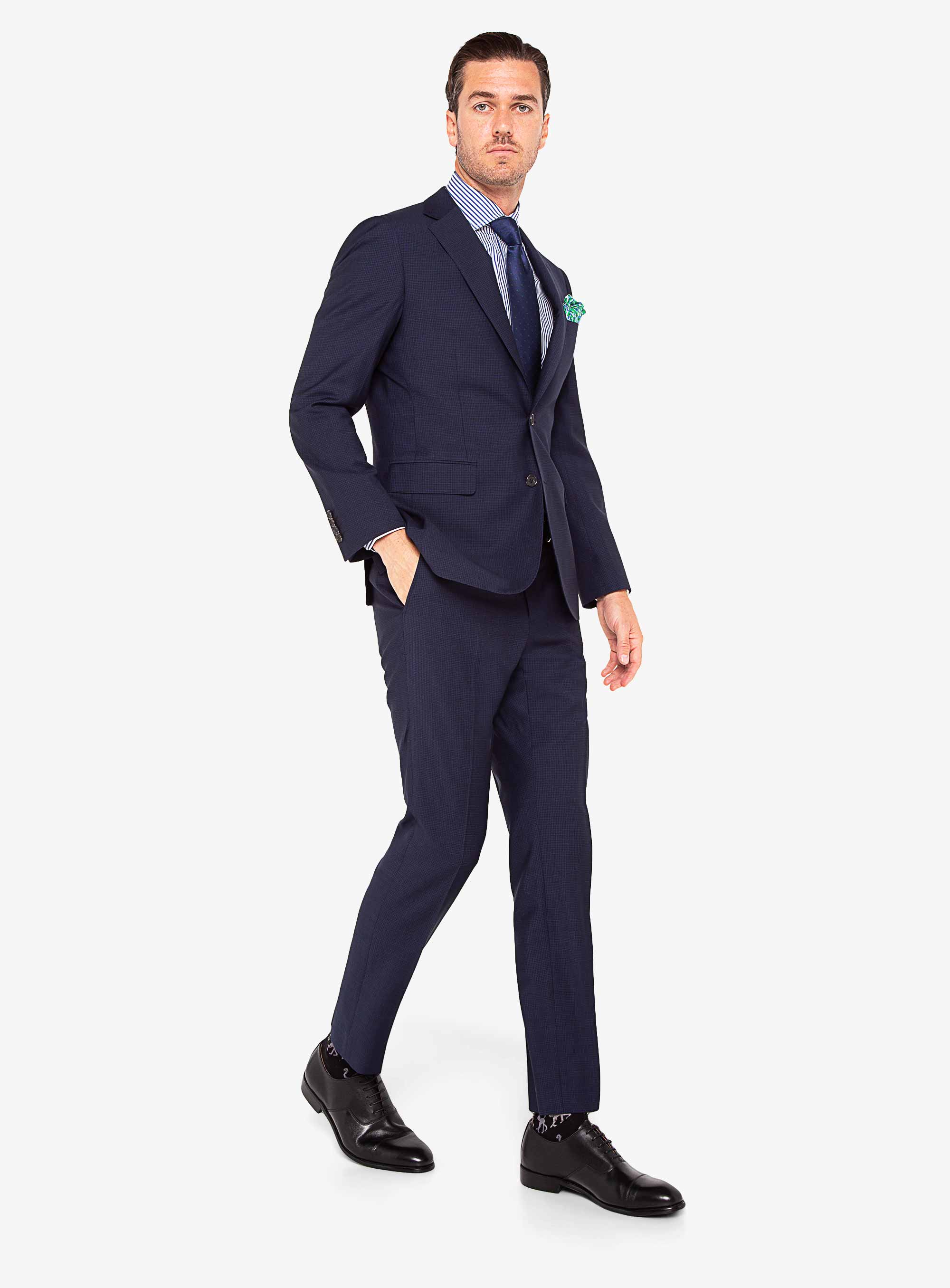 Ganton Tailored Fit Earl Mens Shirt in Navy Micro-Check – Mens Suit  Warehouse - Melbourne