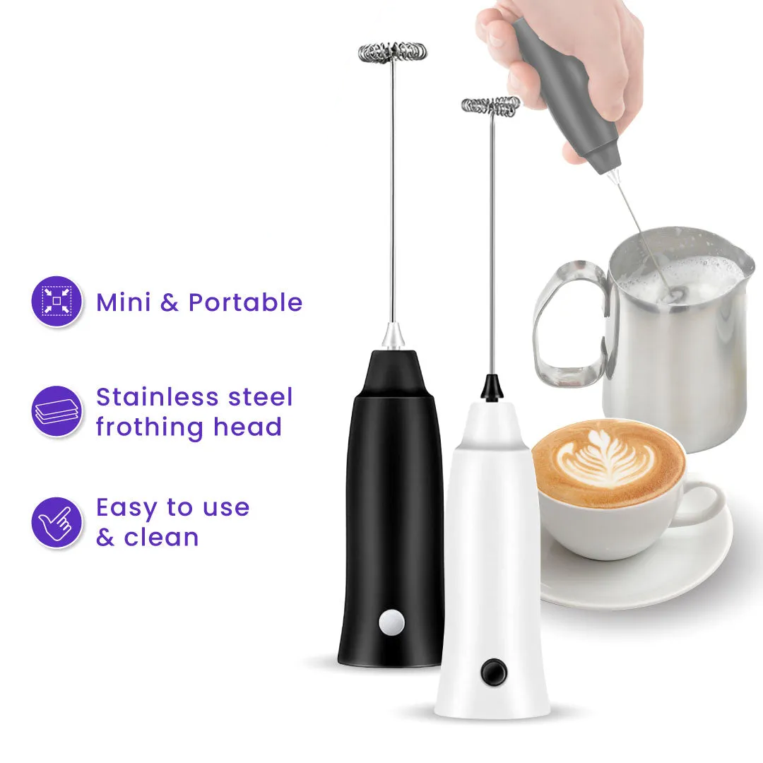 BEAUTLIFE Milk Frother Handheld, USB Rechargeable Milk Foam Maker with 3 Stainless Whisks, Mini Blender Mixer 3 Speeds Adjustable for Coffee, Latte