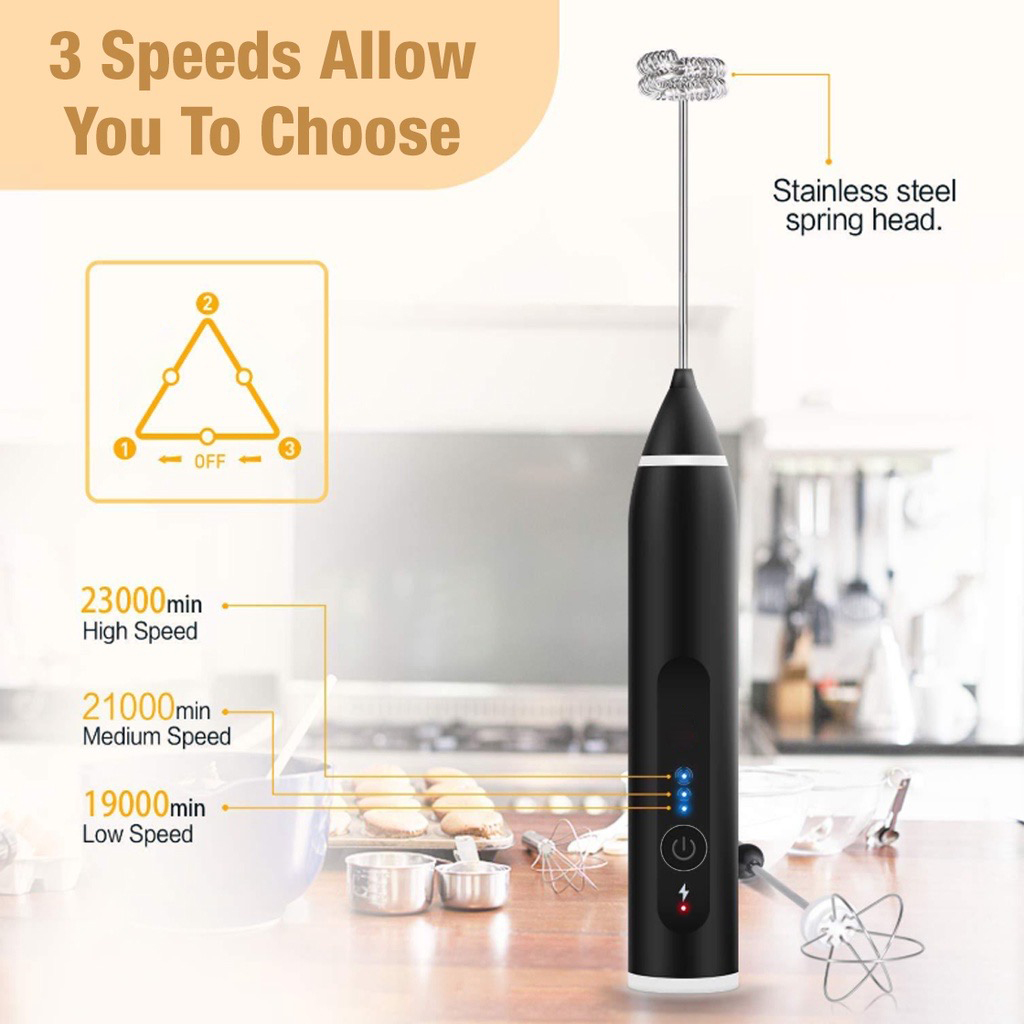 Handheld Rechargeable Electric Milk Frother / Foam Maker with Stainles –  GizModern