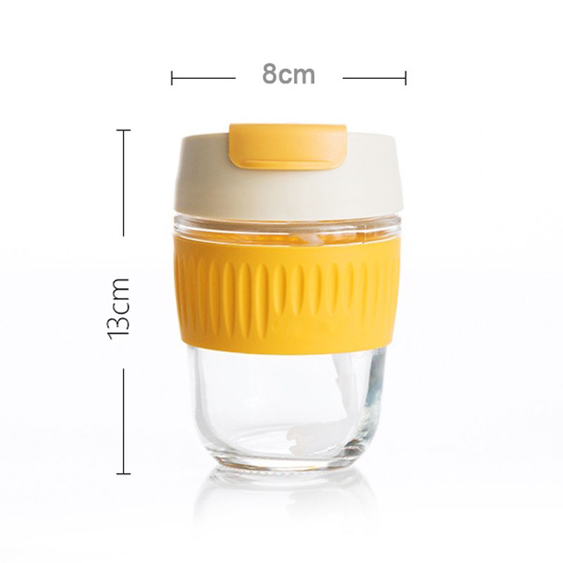 Giselle Tumbler Borosilicate Glass Drinking Cup Water Bottle Straw with Lid Sealed Cover & Silicon Sleeve (BPA Free) - CFC0008YW