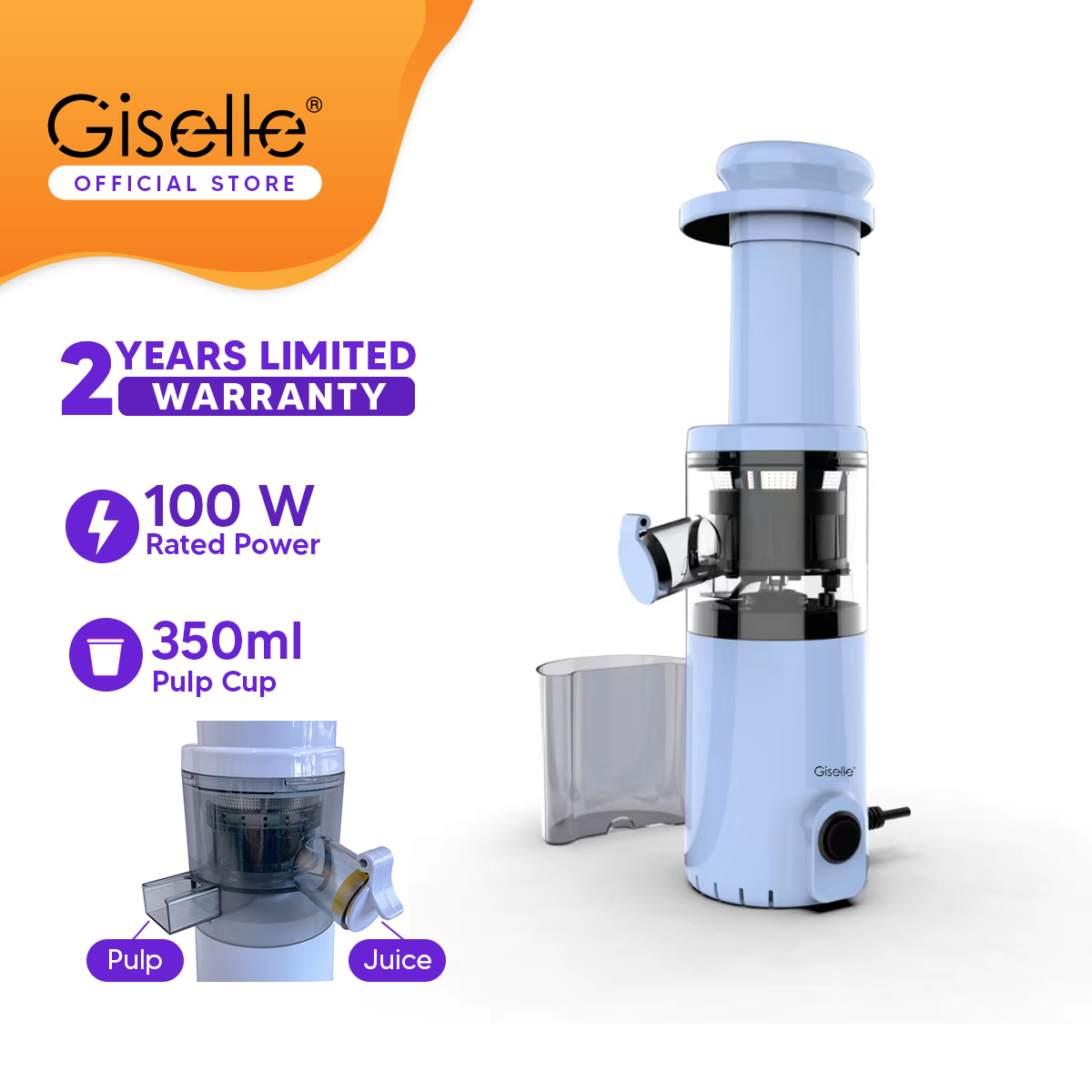 Giselle Protable Slow Juicer Extractor Fruits Vegetable Juice Machine - (KEA0358)