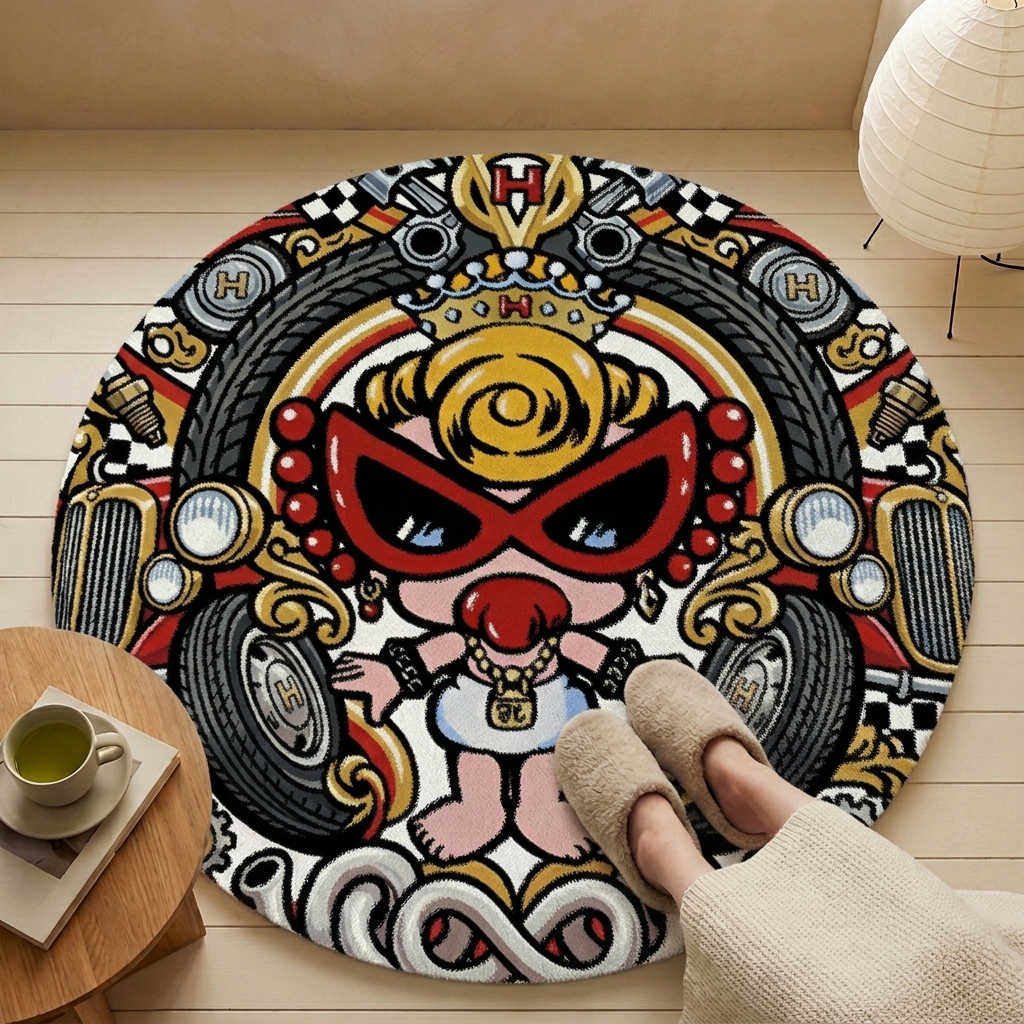 Hysteriamini ラグ 円形 短毛 260331-6