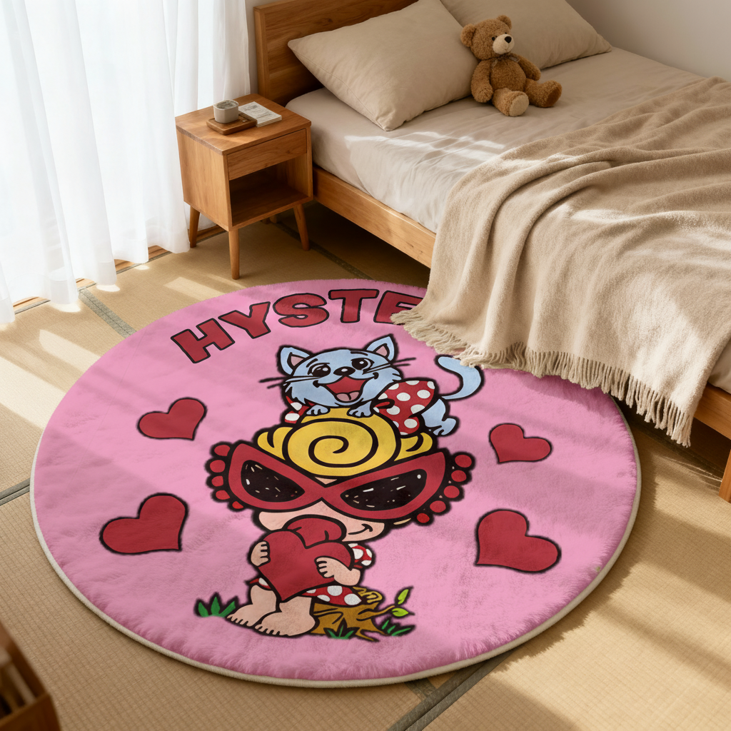 Hysteriamini ラグ 円形 短毛 0119-8