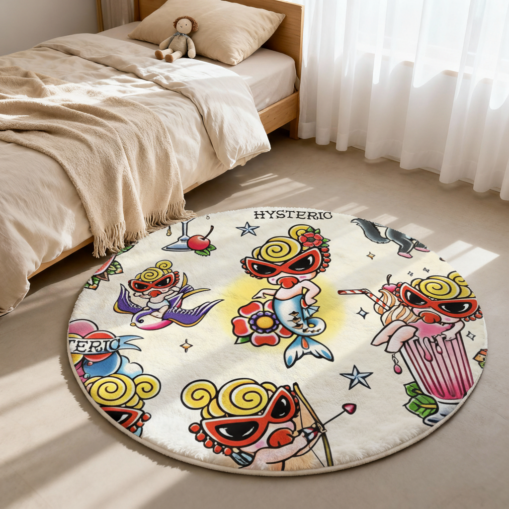 Hysteriamini ラグ 円形 短毛 0119-3