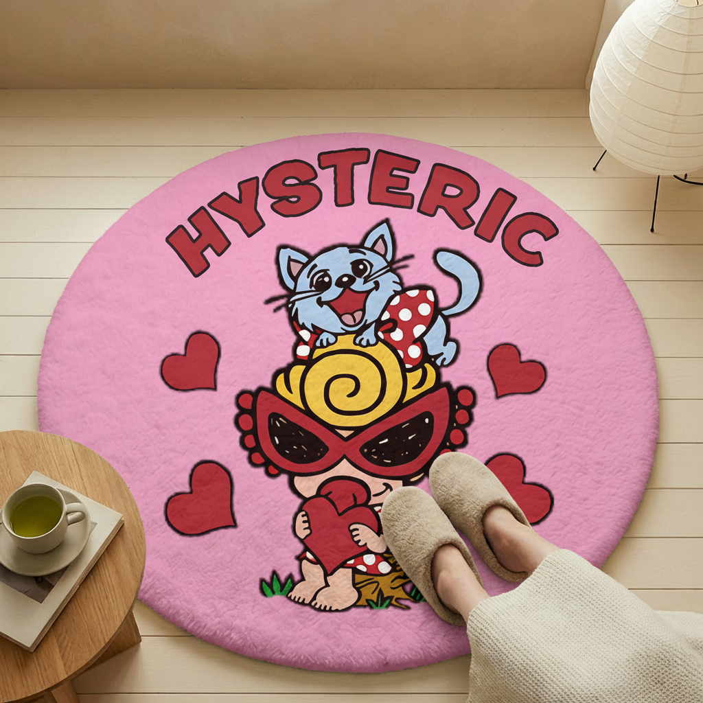 Hysteriamini ラグ 円形 短毛 0119-8