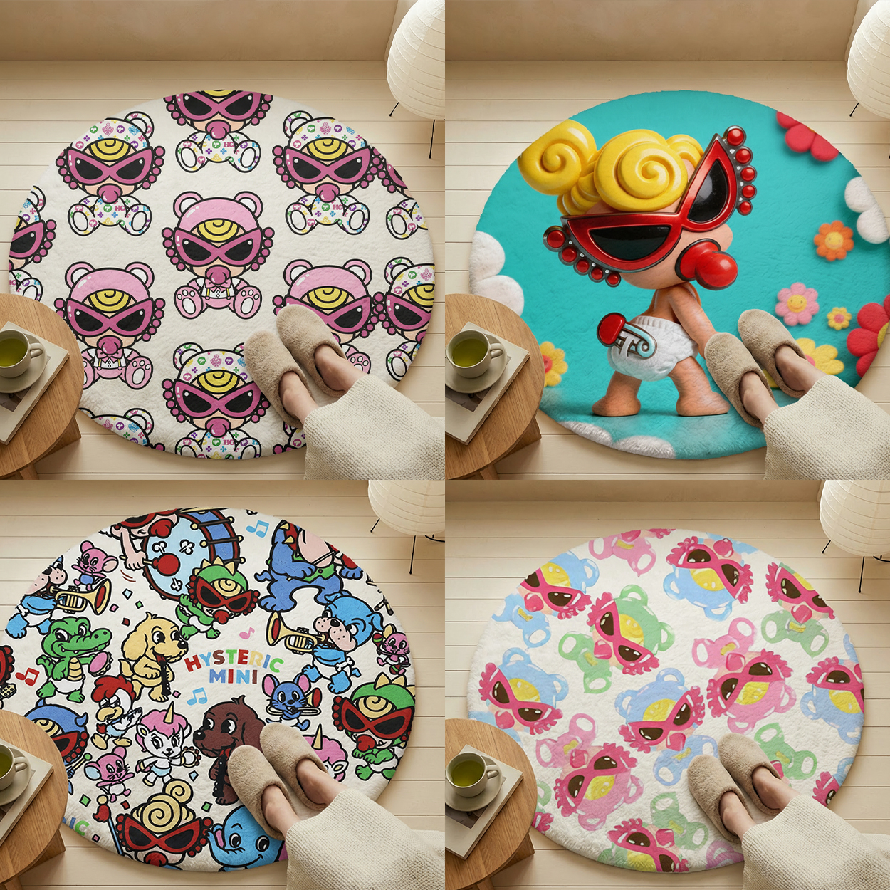 Hysteriamini ラグ 円形 短毛 0119-1