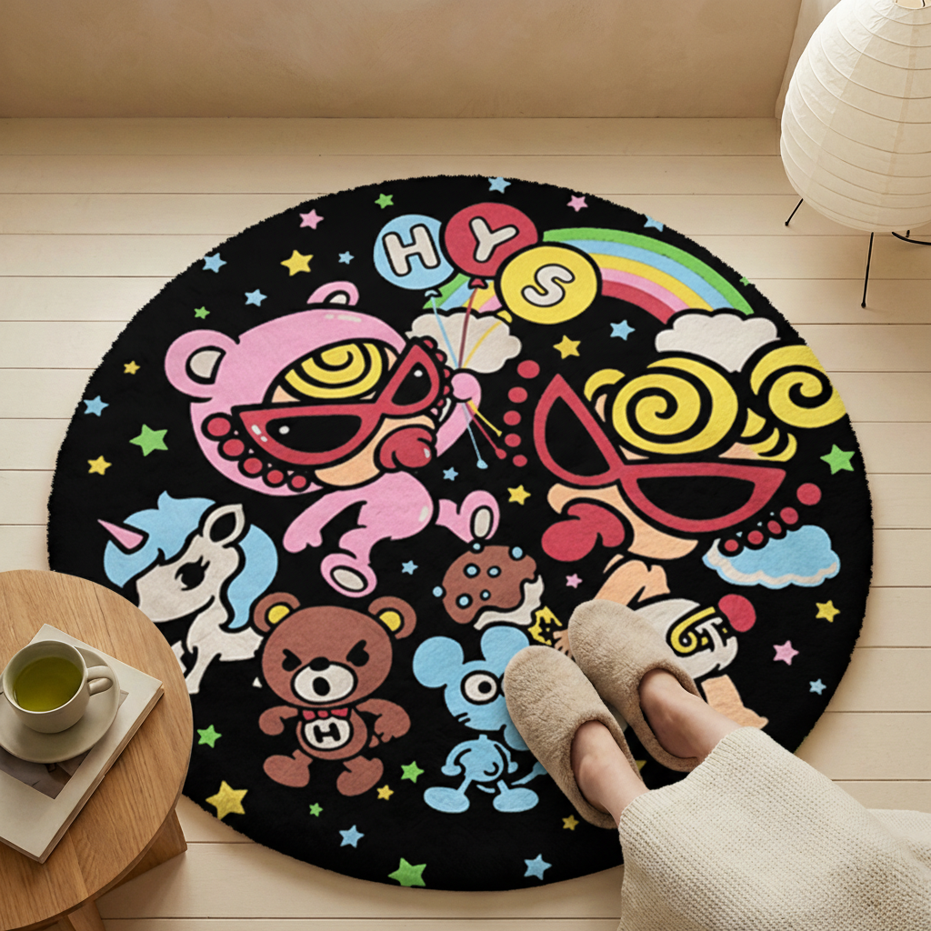 Hysteriamini ラグ 円形 短毛 0119-14