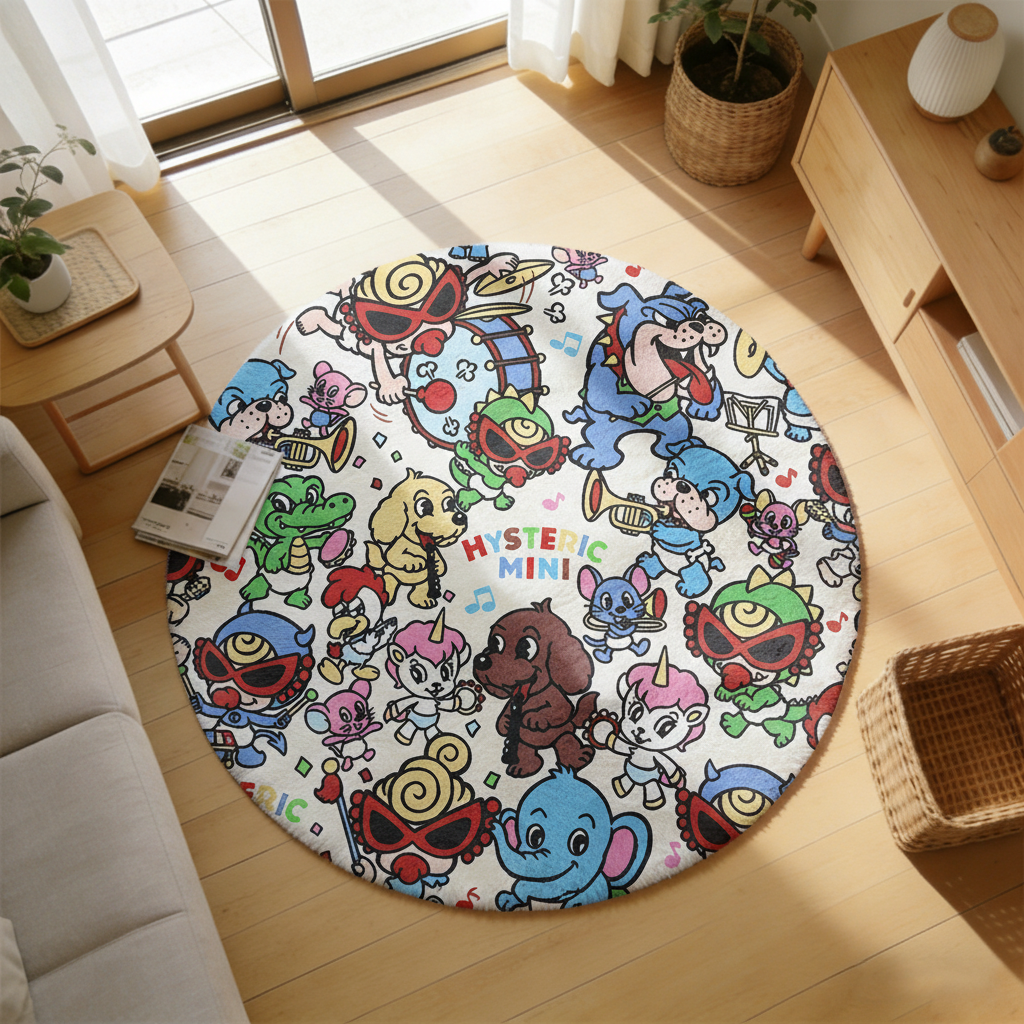 Hysteriamini ラグ 円形 短毛 0119-12