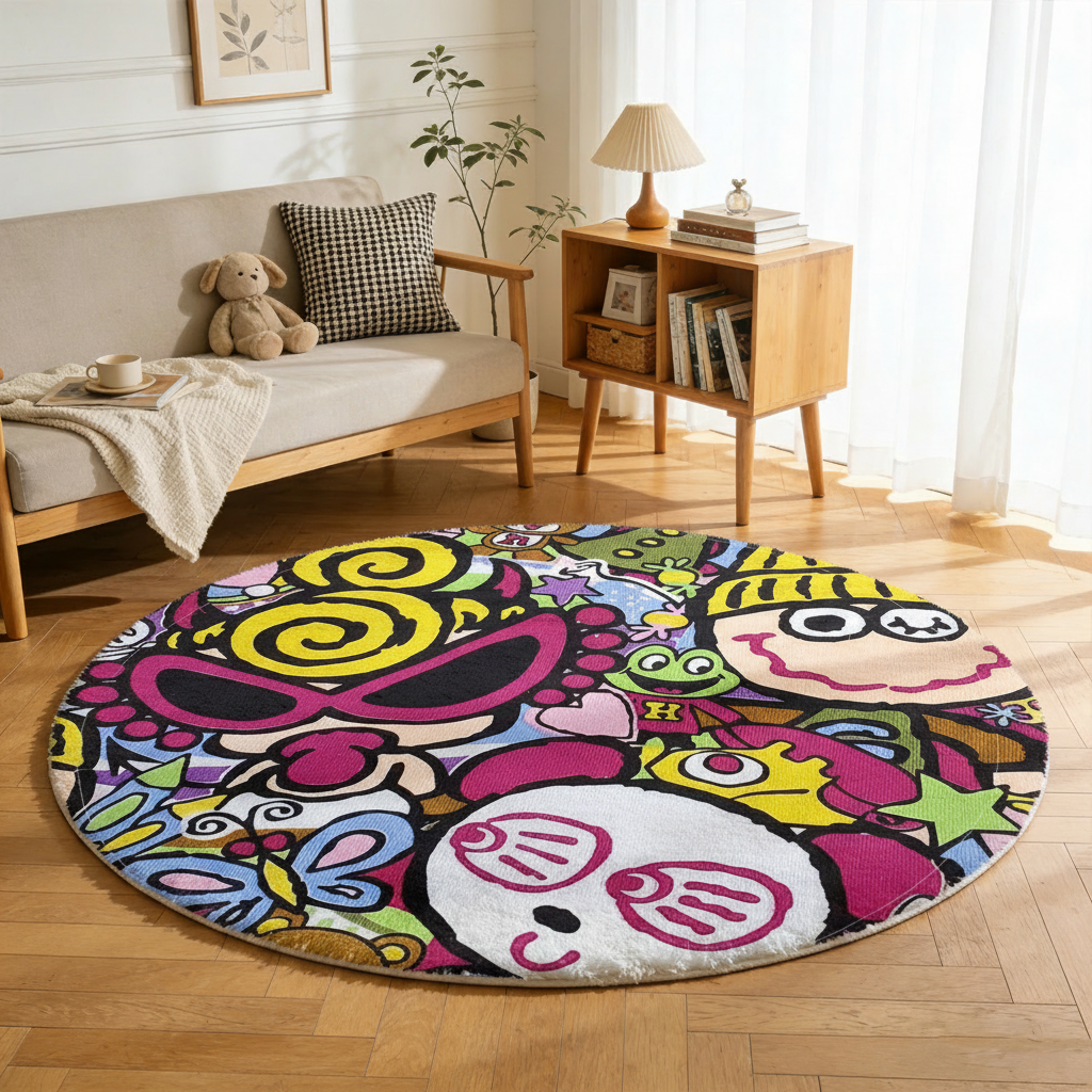 Hysteriamini ラグ 円形 短毛 0119-13