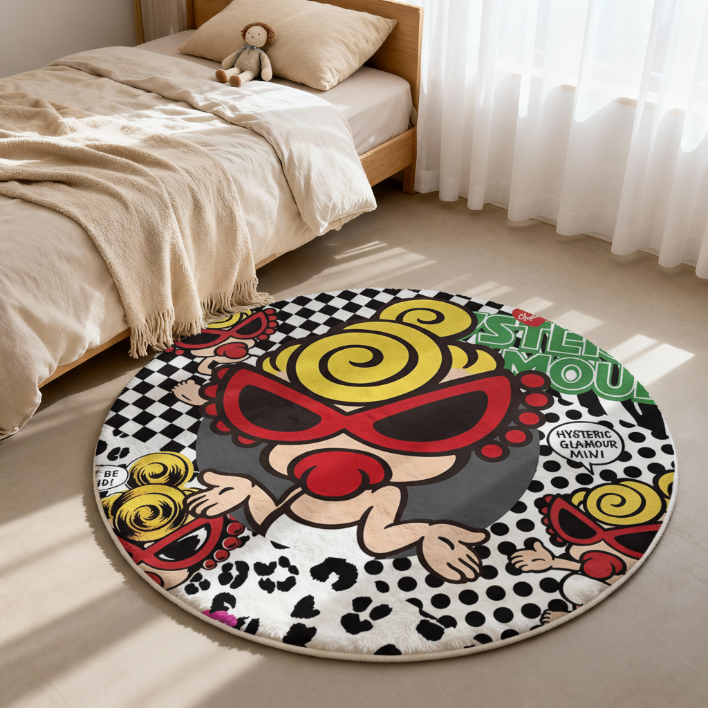 Hysteriamini ラグ 円形 短毛 0119-4