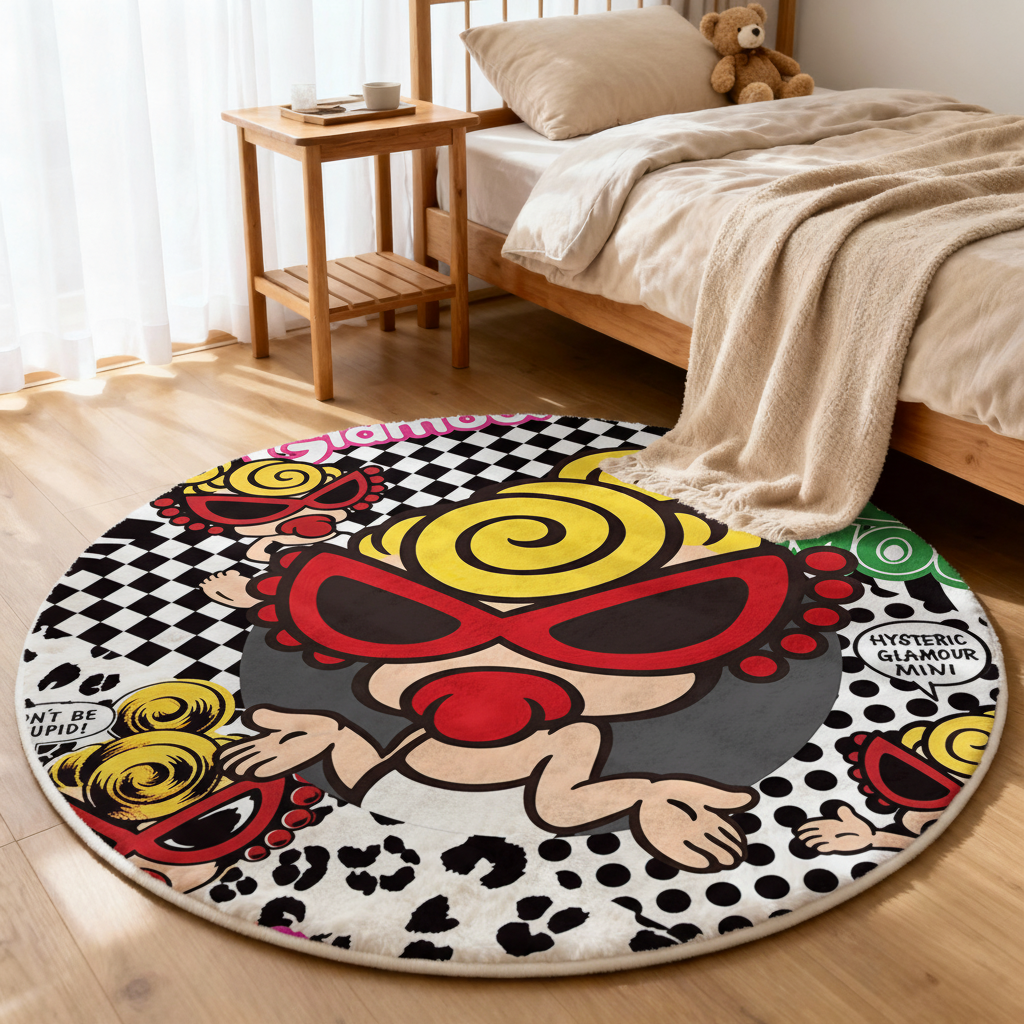 Hysteriamini ラグ 円形 短毛 0119-4