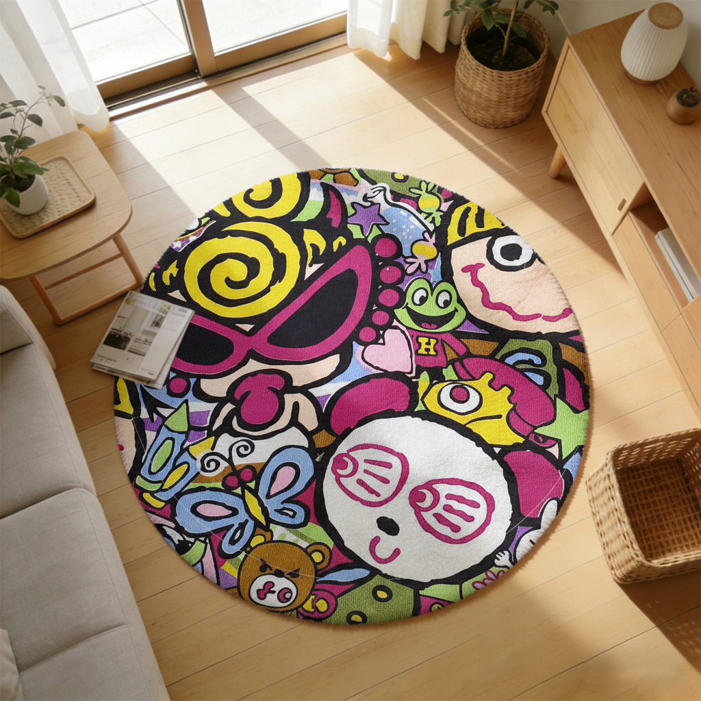 Hysteriamini ラグ 円形 短毛 0119-13