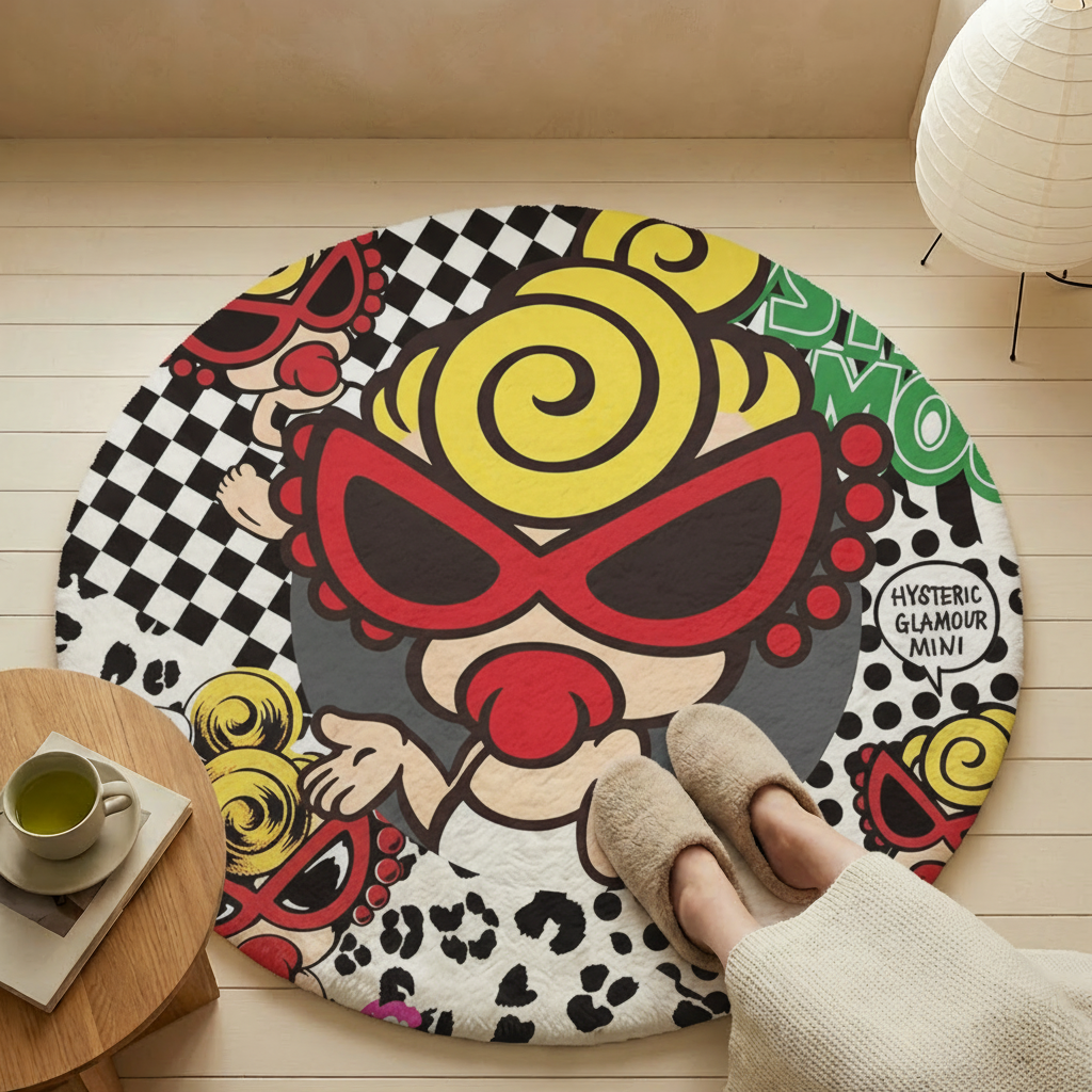 Hysteriamini ラグ 円形 短毛 0119-4