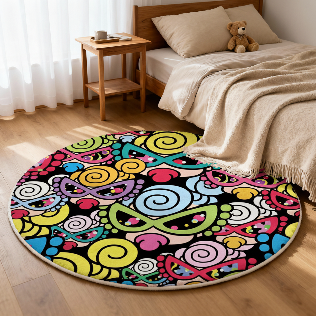 Hysteriamini ラグ 円形 短毛 0119-5