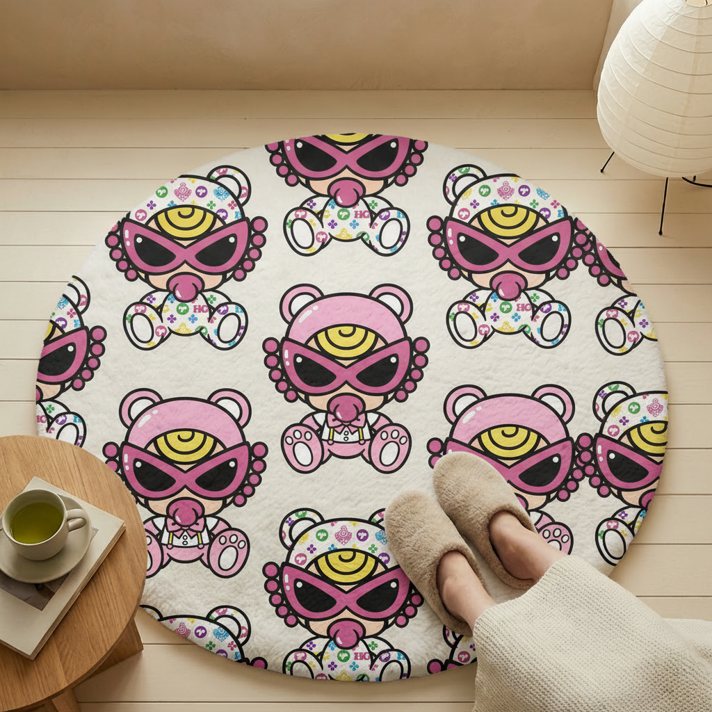 Hysteriamini ラグ 円形 短毛 0119-9